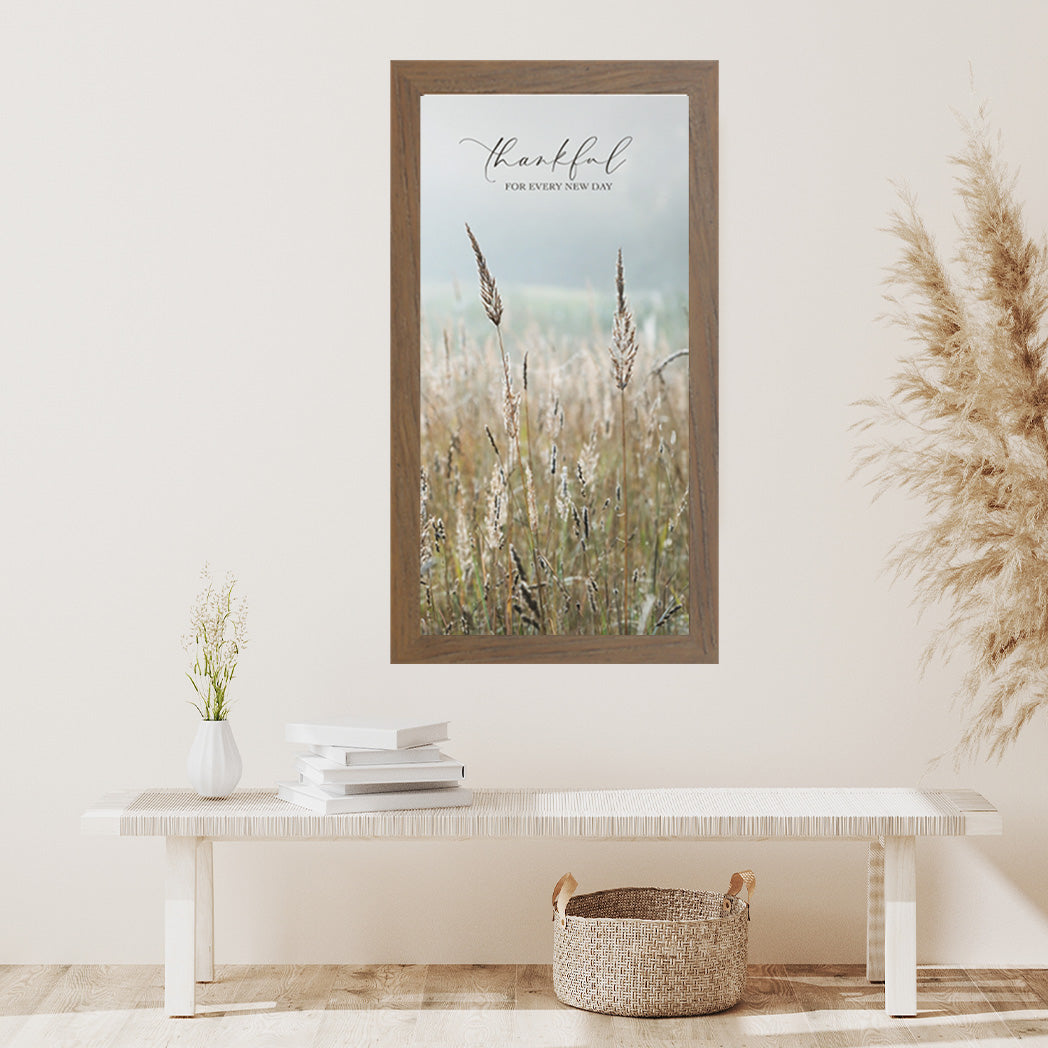 Rustic framed fall wall art with autumn leaves and cozy farmhouse charm