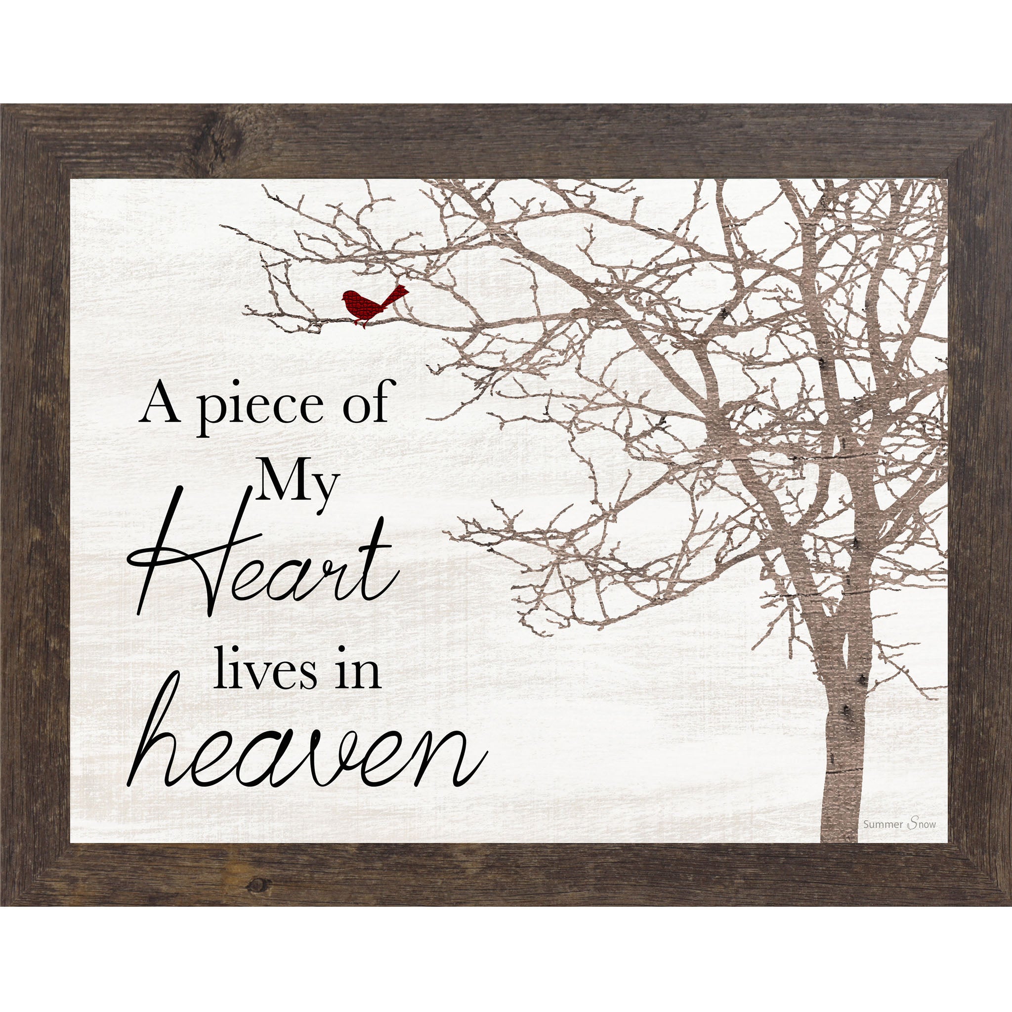 A Piece of My Heart Lives in Heaven | Cardinal Sympathy Framed
