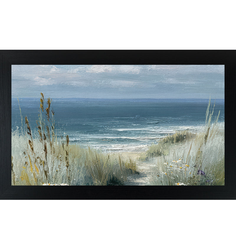 Coastal Path Wide Landscape Wall Art – Beach Dune Ocean Scenic Mantle ...