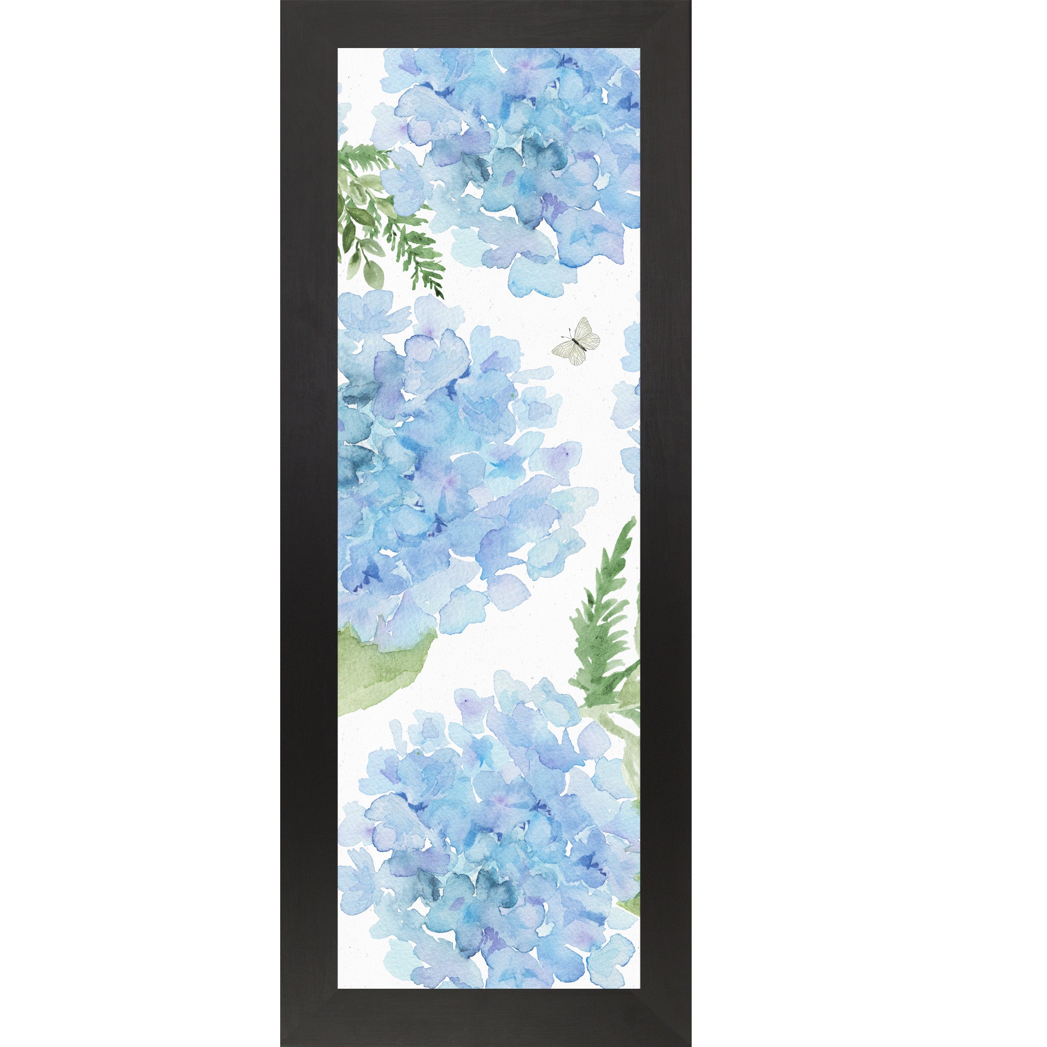 Blue Hydrangea Wall Art (Vertical Floral Decor) Watercolor Botanical (SB914)