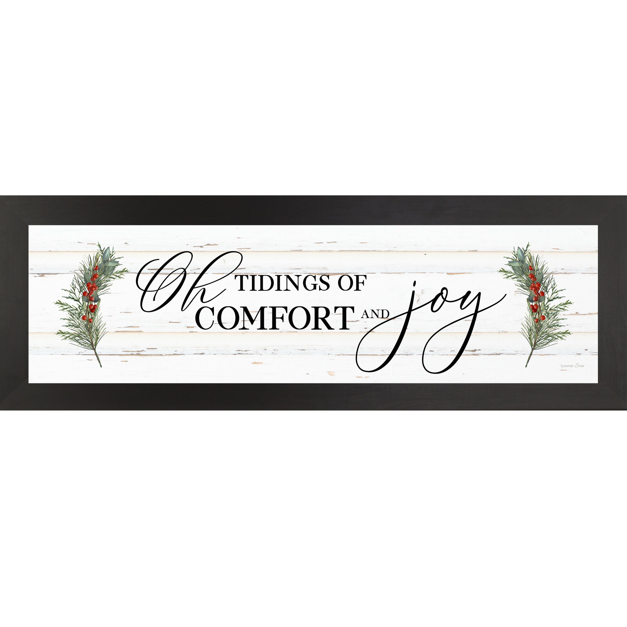 Oh Tidings of Comfort and Joy – Christian Christmas Wall Art, Winter Faith Decor, Framed Holiday Mantel Art (SS103656)