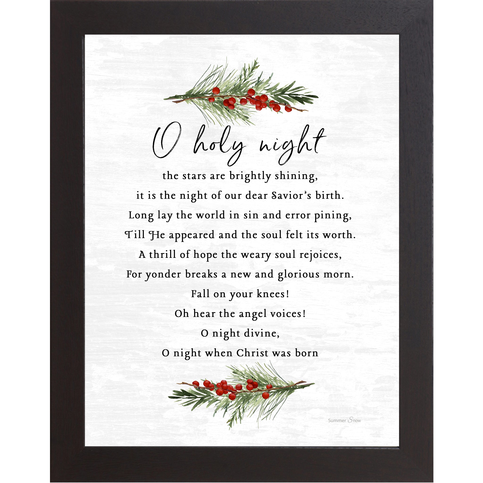 O Holy Night Christmas Hymn Wall Art – O Night Divine Christian Holiday Decor SA338