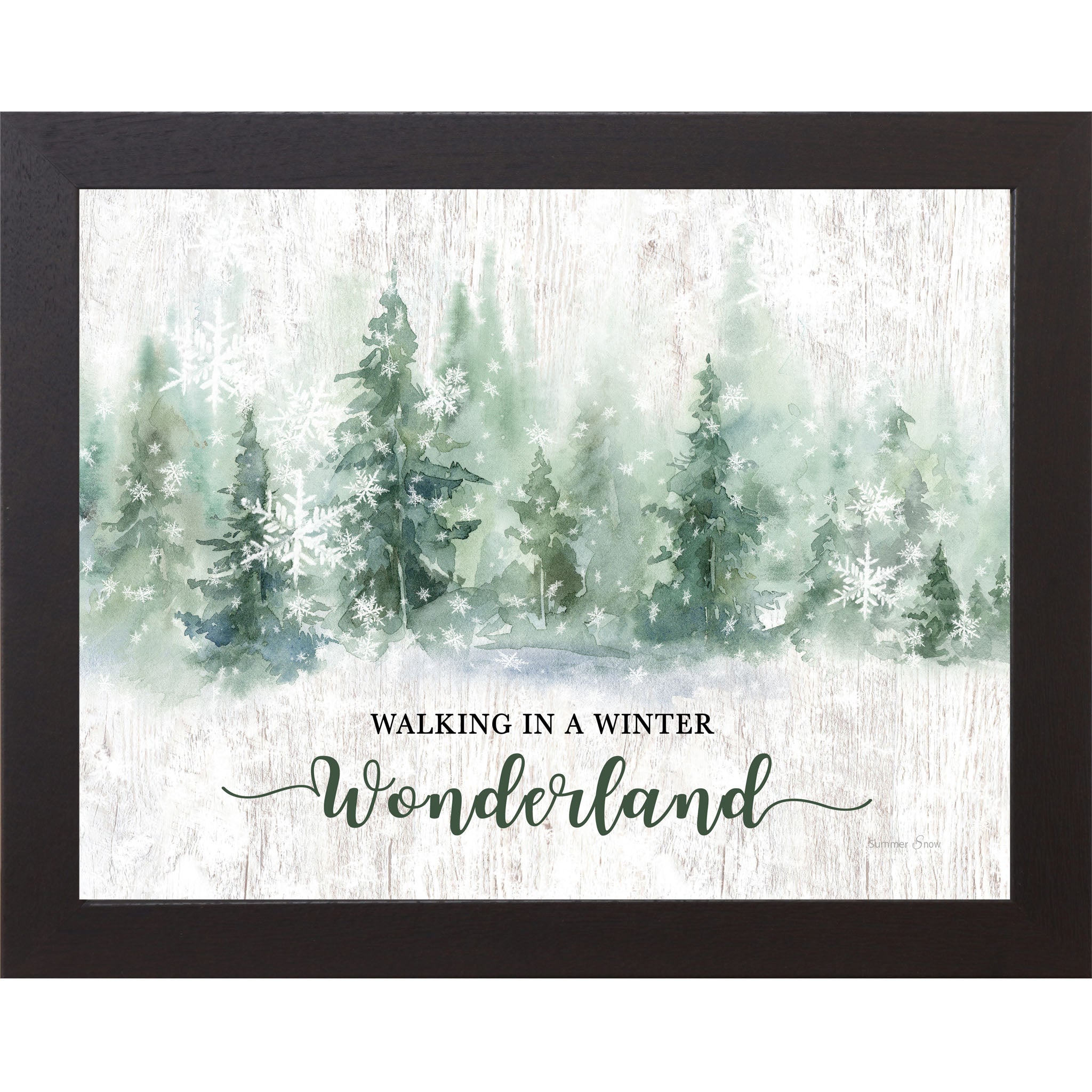 Walking in a Winter Wonderland – Watercolor Evergreen Framed Wall Art | Winter Decor (SA350)