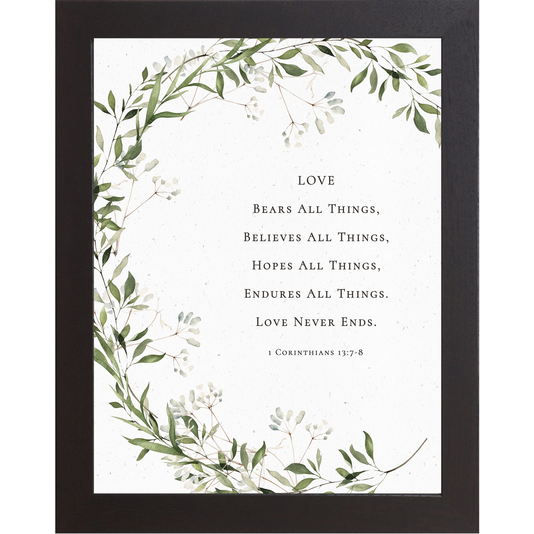 Love Bears All Things Wall Art – Floral Scripture Decor, 1 Corinthians 13 Art (SB151)