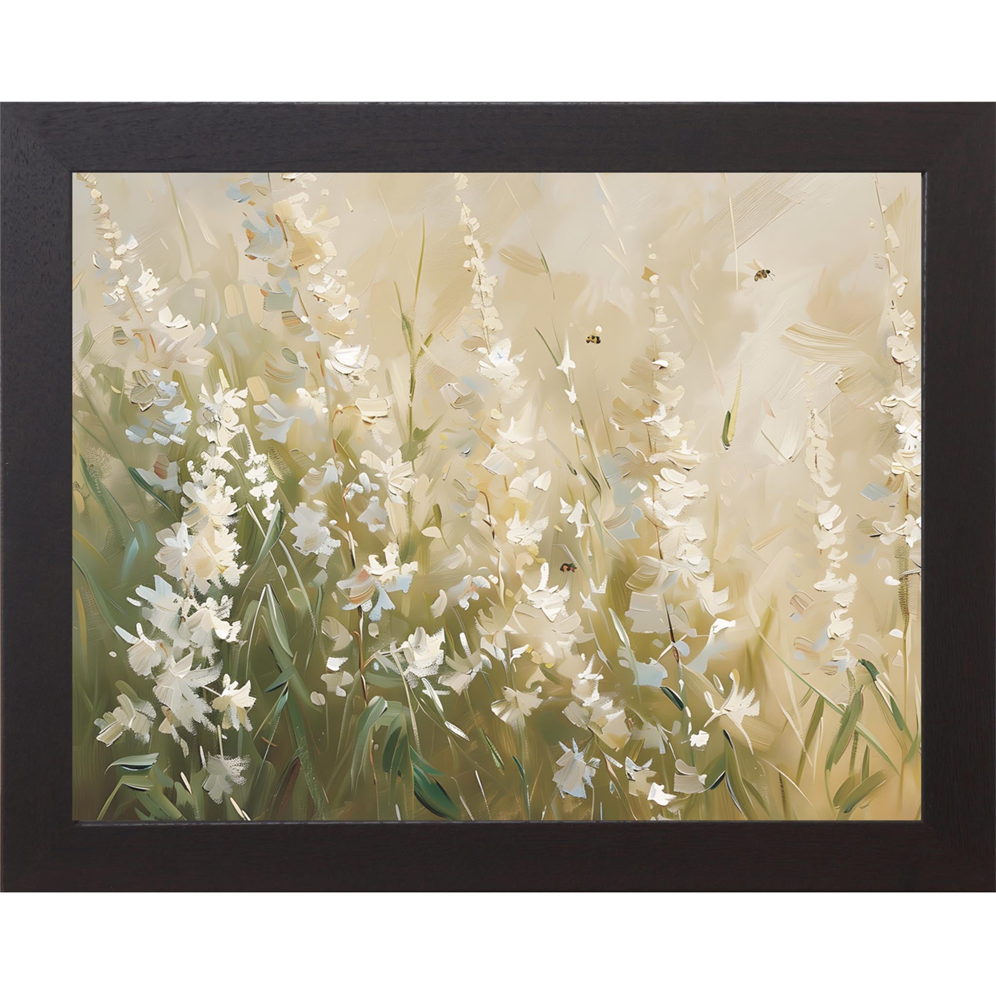 Soft Floral Field Wall Art – Neutral Botanical Framed Decor (SB146) - Summer Snow Art