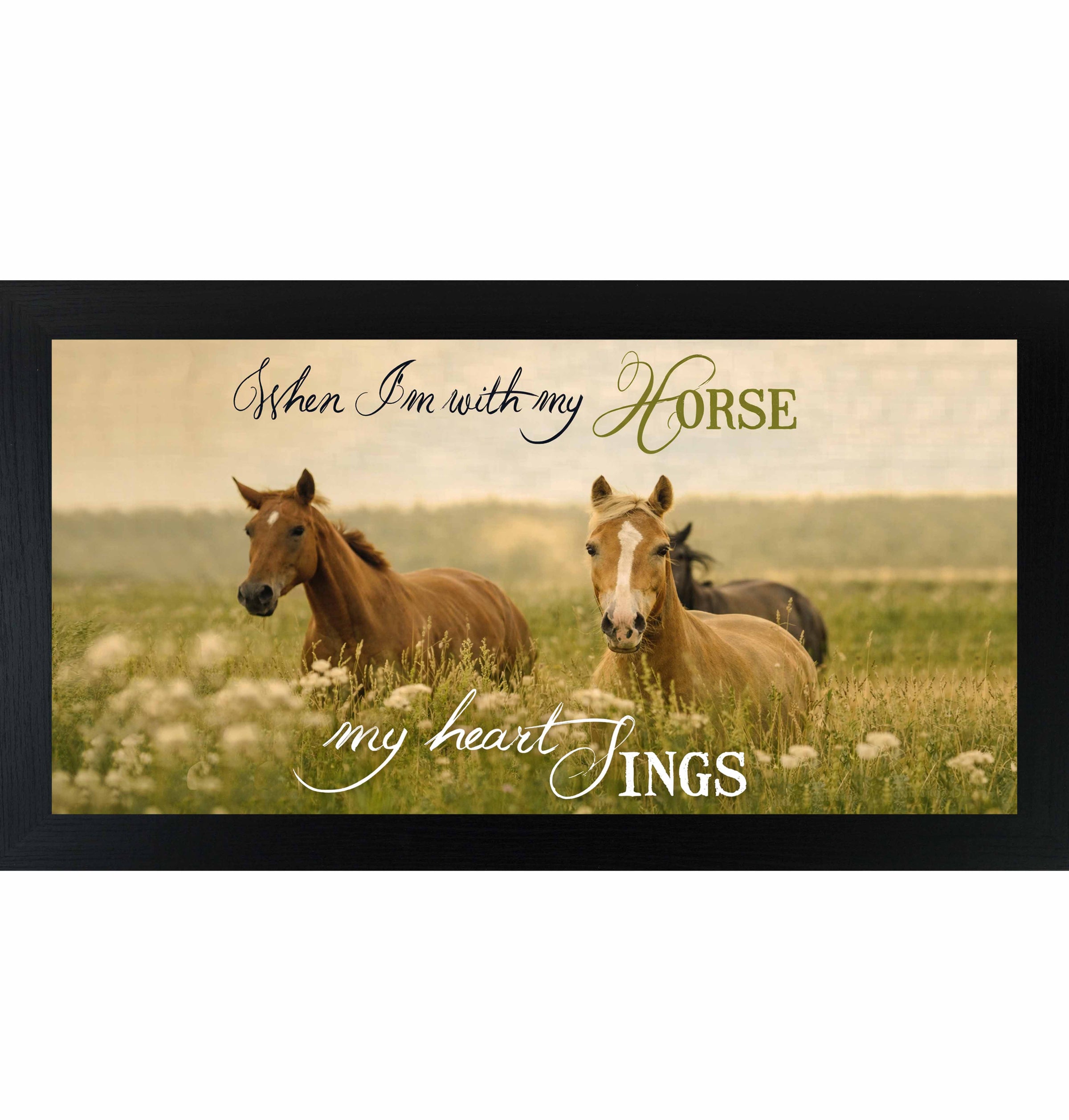 When I’m With My Horse My Heart Sings – Wide Framed Horse Wall Art, Western Equestrian Decor (ZS103)