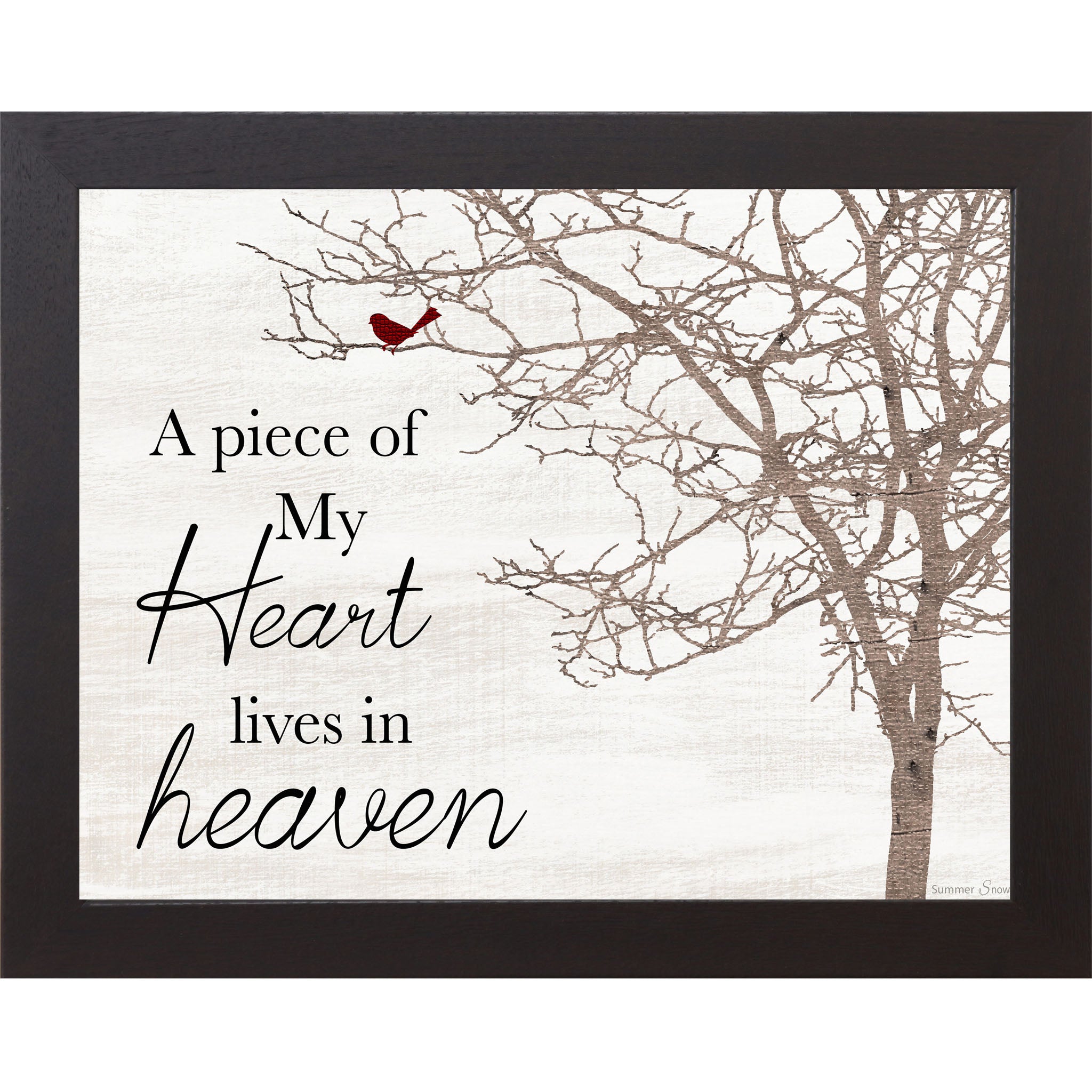A Piece of My Heart Lives in Heaven – Cardinal Sympathy Framed Wall Art (SSA179)