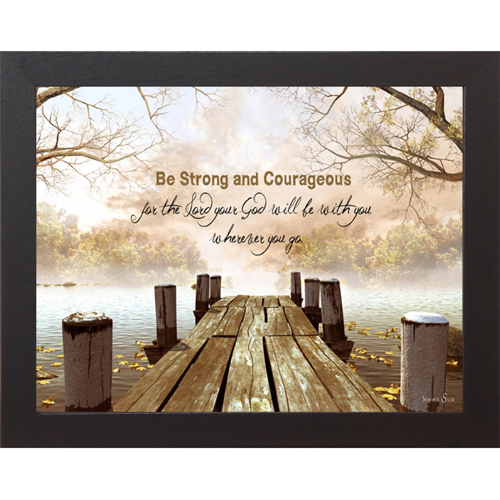 Be Strong and Courageous – Scripture Framed Wall Art | Joshua 1:9 Christian Home Decor (SS9927)