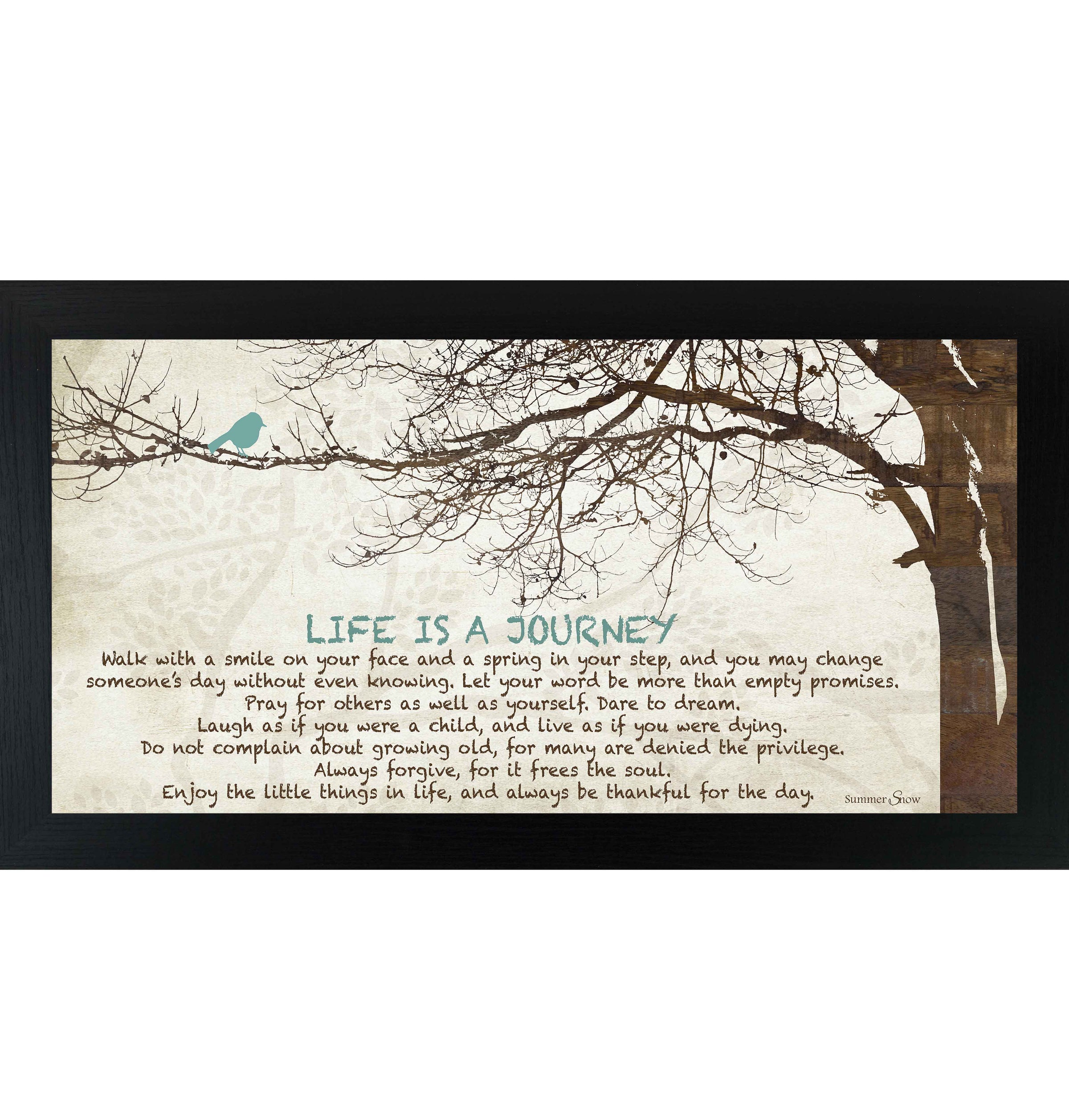 Life Is a Journey – Inspirational Framed Wall Art | Meaningful Quote with Tree & Bird Decor | SS1523