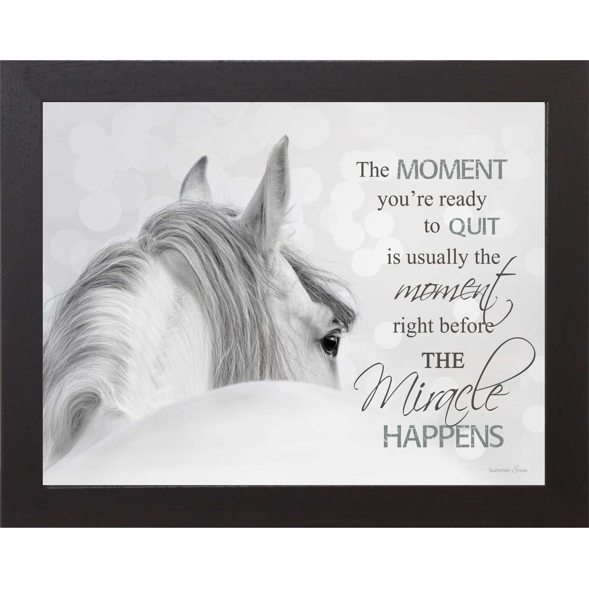 The Moment You’re Ready to Quit White Horse Wall Art – Inspirational Framed Print (SSW98)