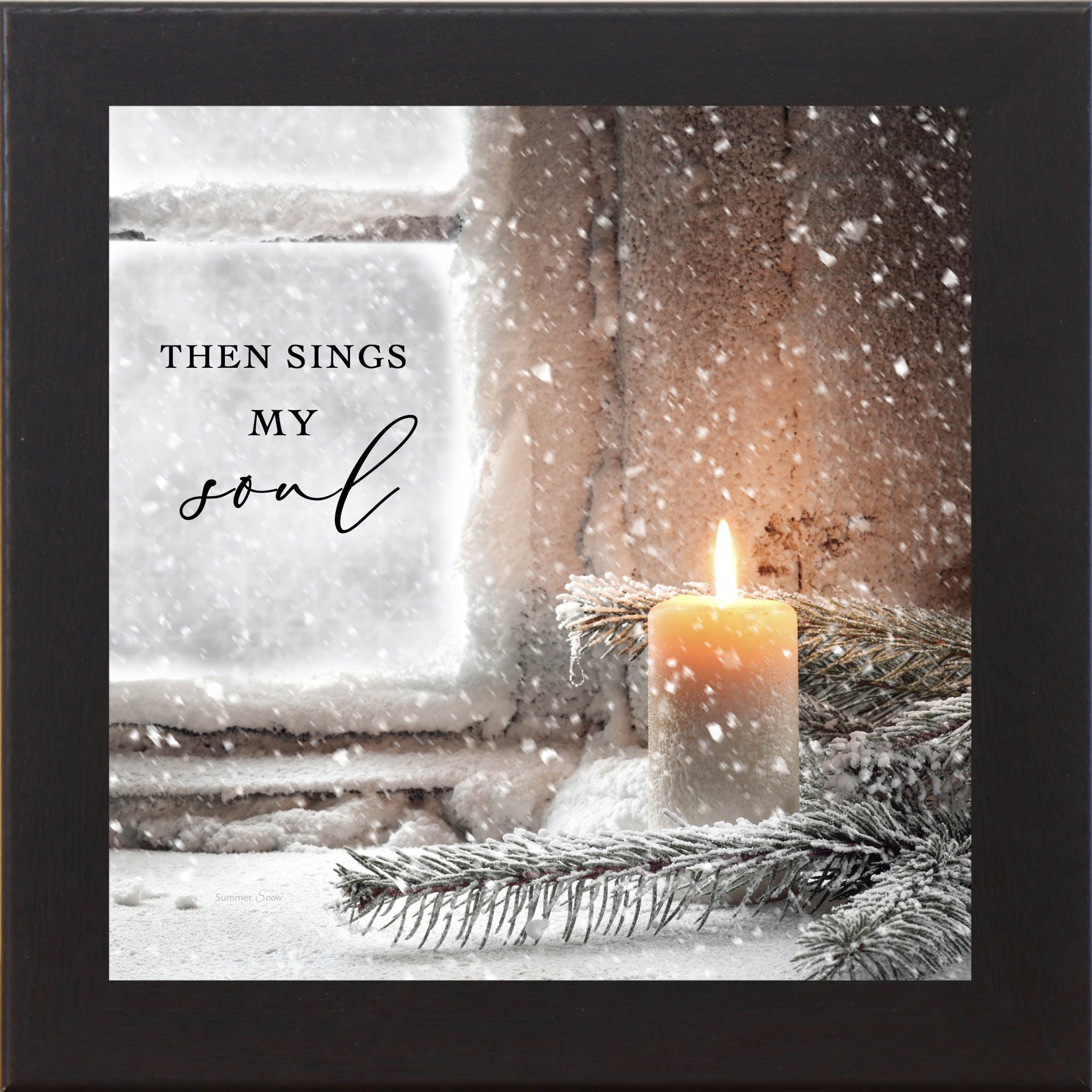 Then Sings My Soul Wall Art – Winter Christian Candle Scene Faith Decor (SA111) - Summer Snow Art