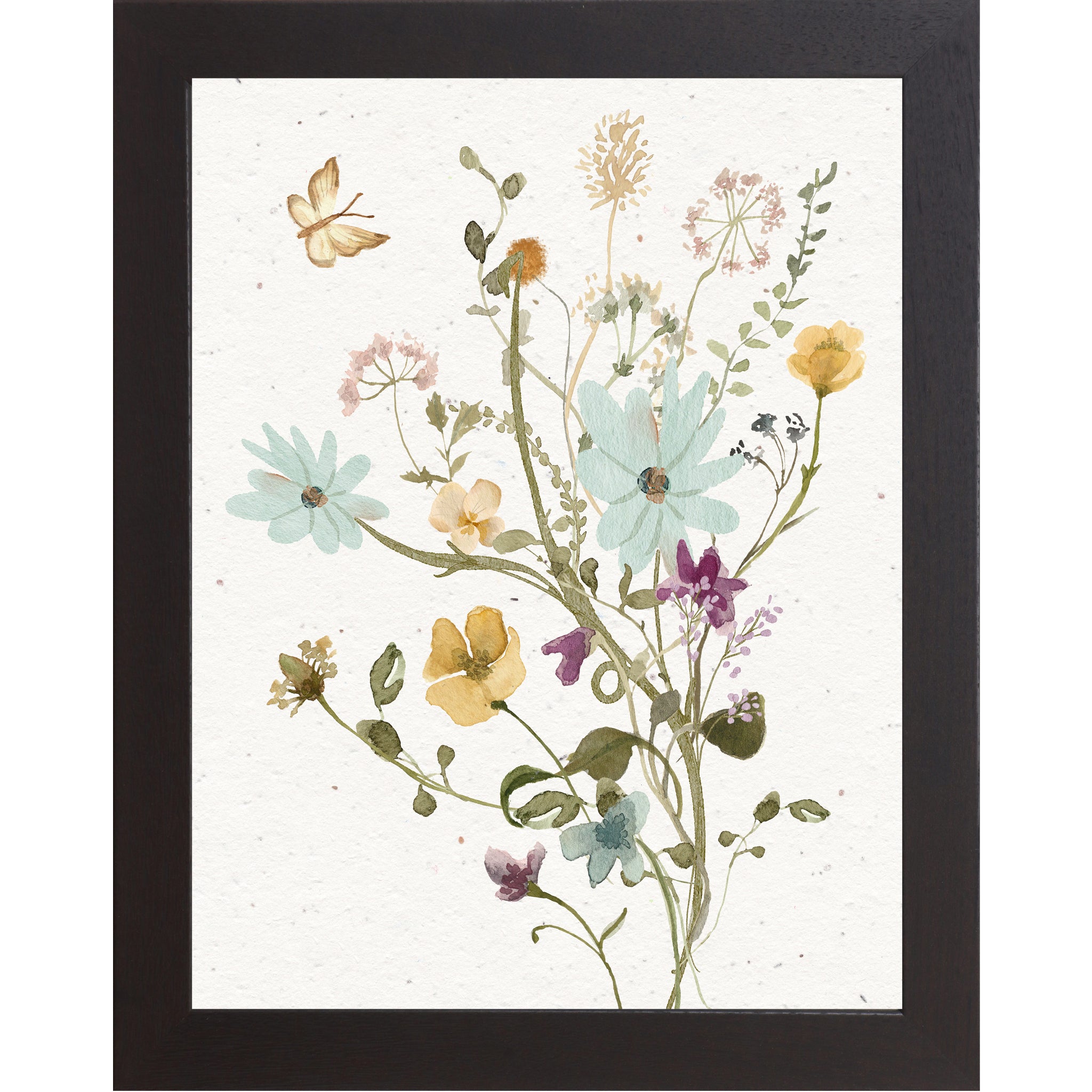 Wildflower Bouquet Wall Art with Butterfly – Soft Floral Botanical Print | SB128 - Summer Snow Art