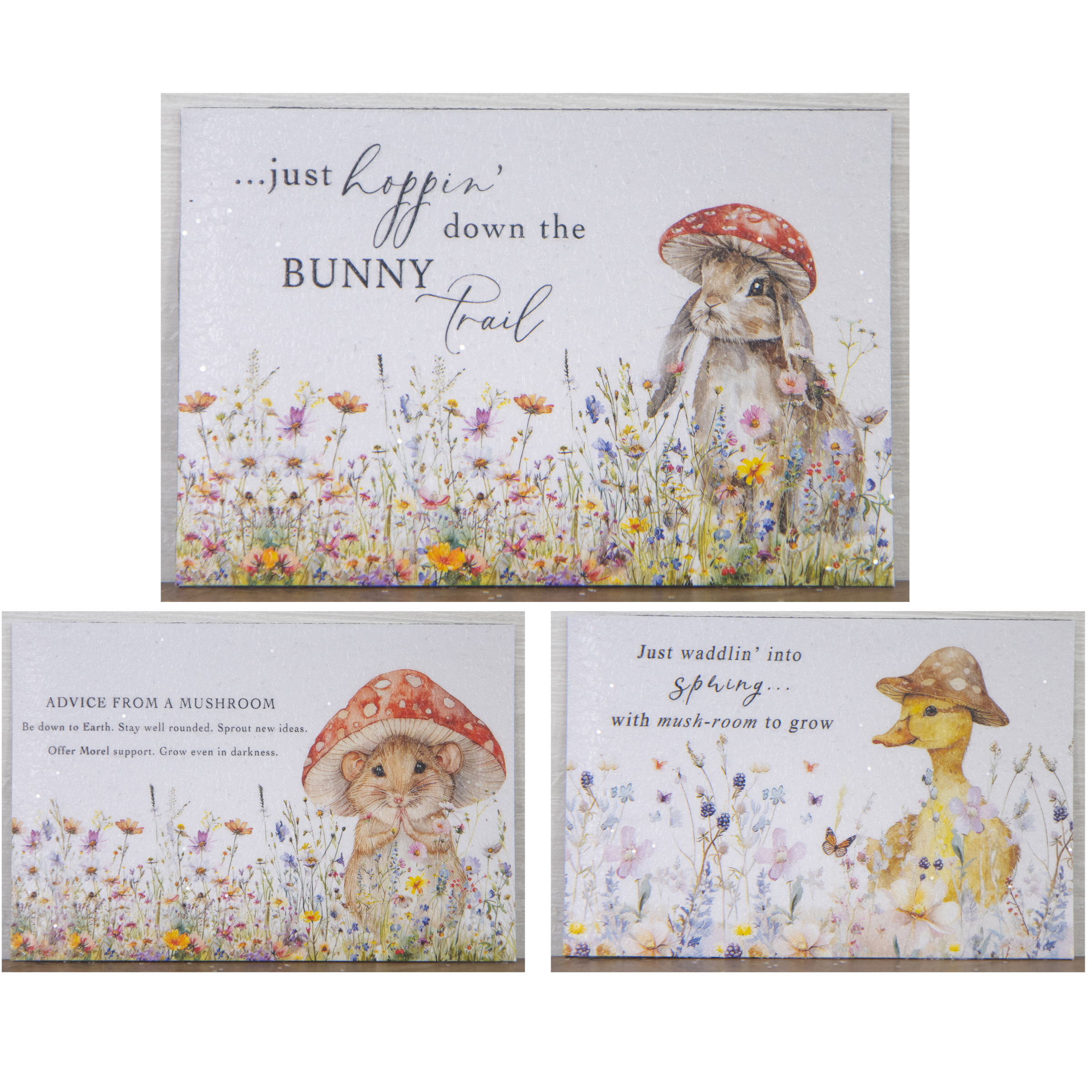 Woodland Mushroom Animal Magnets – Mouse, Bunny & Duck (NS13, NS15, NS18)