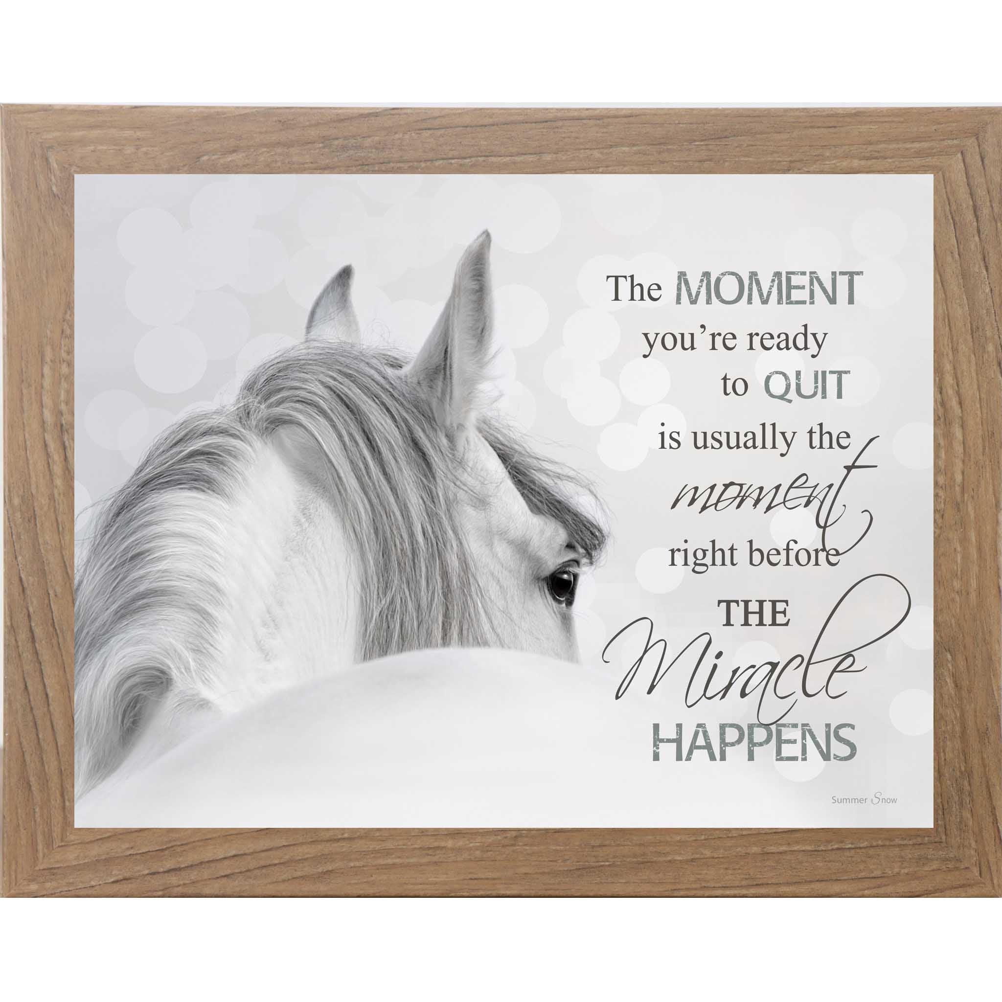 The Moment You’re Ready to Quit White Horse Wall Art – Inspirational Framed Print (SSW98)