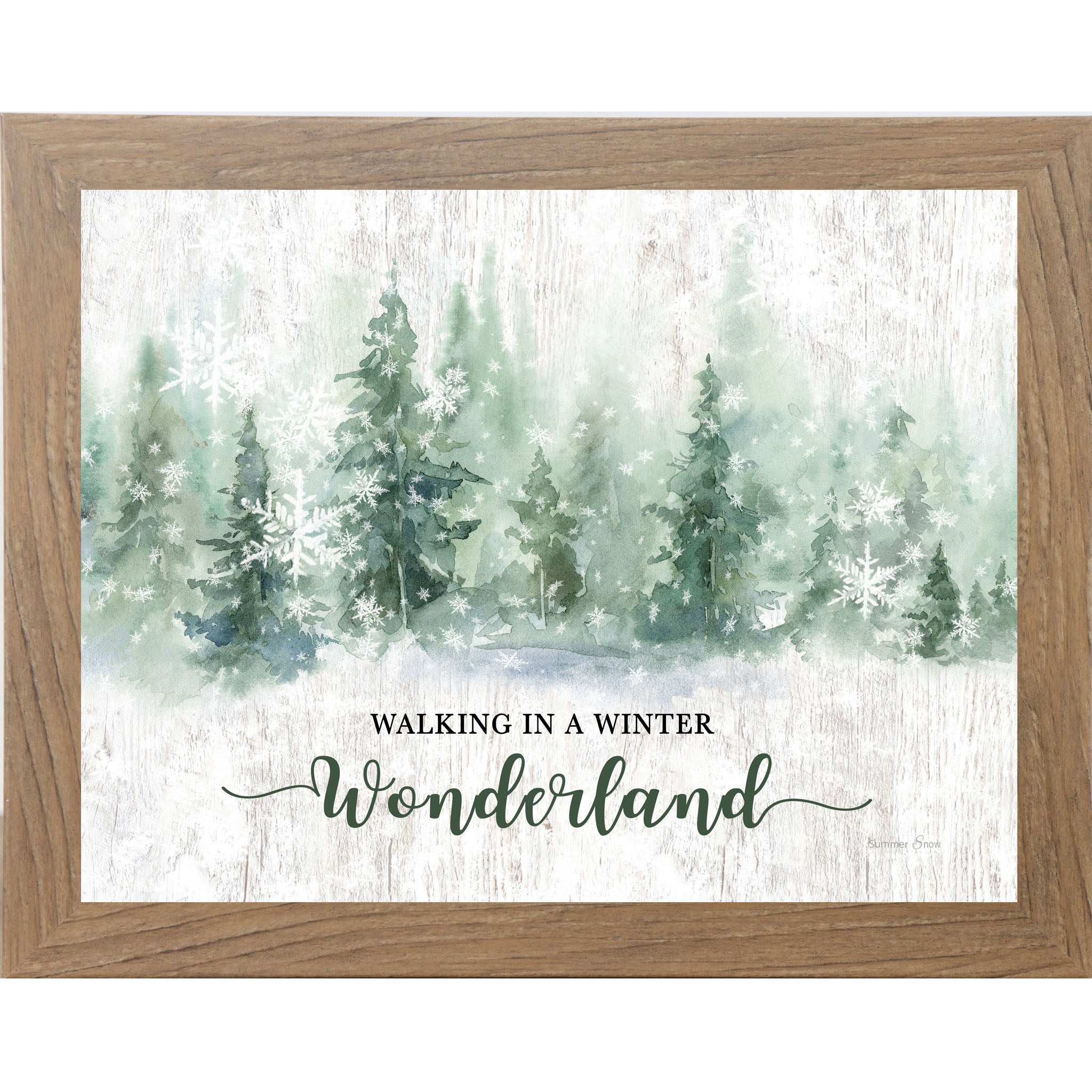 Walking in a Winter Wonderland – Watercolor Evergreen Framed Wall Art | Winter Decor (SA350)