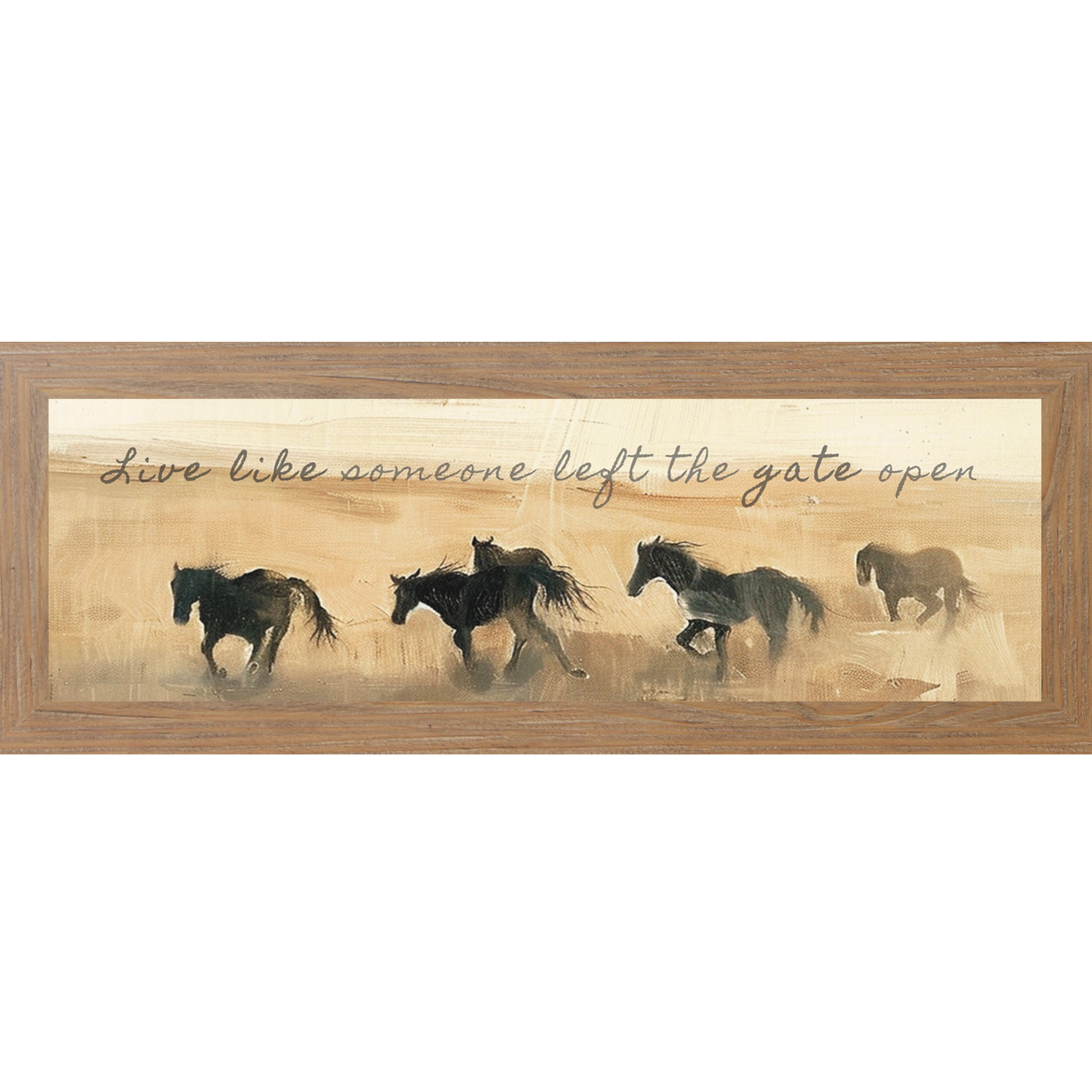 Live Like Someone Left The Gate Open – Wide Framed Horse Wall Art, Western Farm Decor (ZS102)