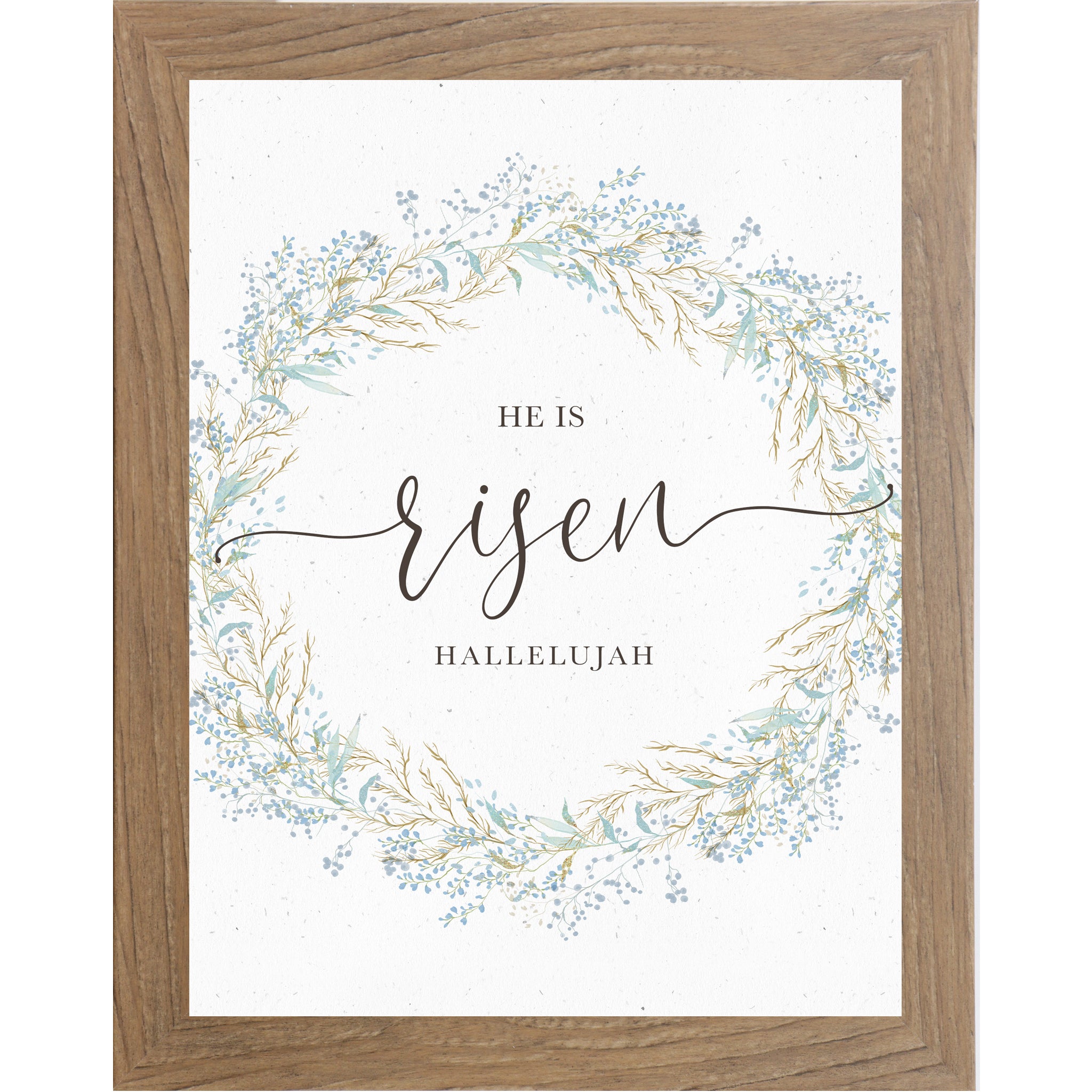 He Is Risen Wall Art – Hallelujah Easter Floral Wreath (SB135)