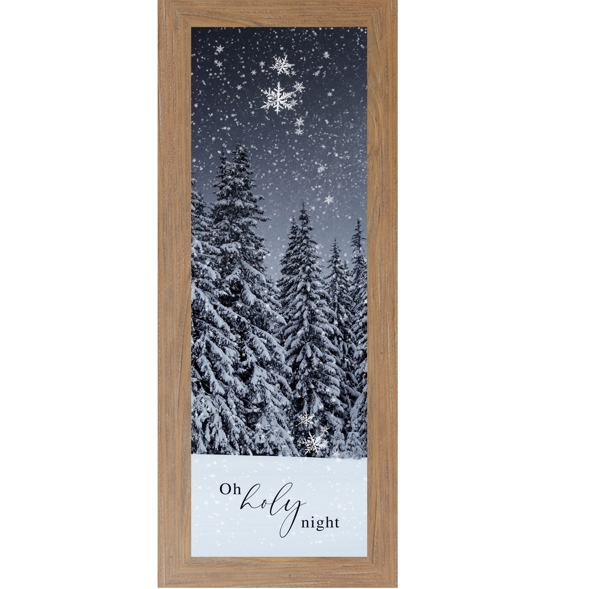 Oh Holy Night Wall Art – Christian Christmas Winter Decor with Snowy Evergreen Trees (SA815)