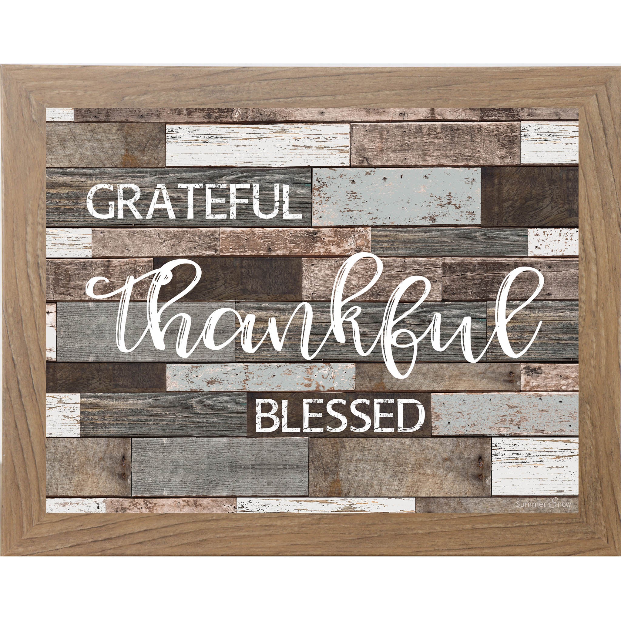 Grateful Thankful Blessed – Slatted Wood Inspirational Framed Wall Art (SSA000)