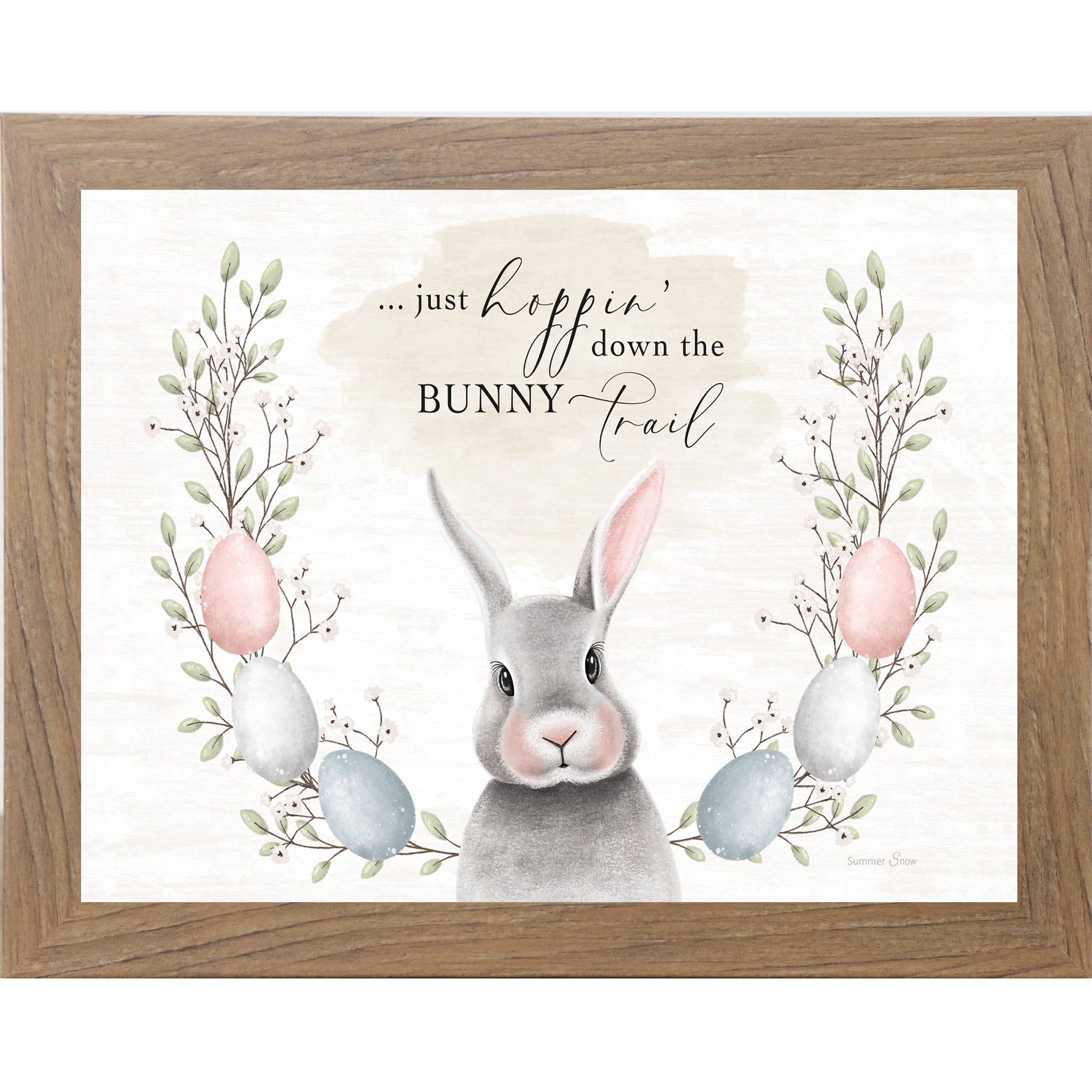 Just Hoppin’ Down the Bunny Trail Framed Wall Art – Easter Bunny Spring Decor | SA377