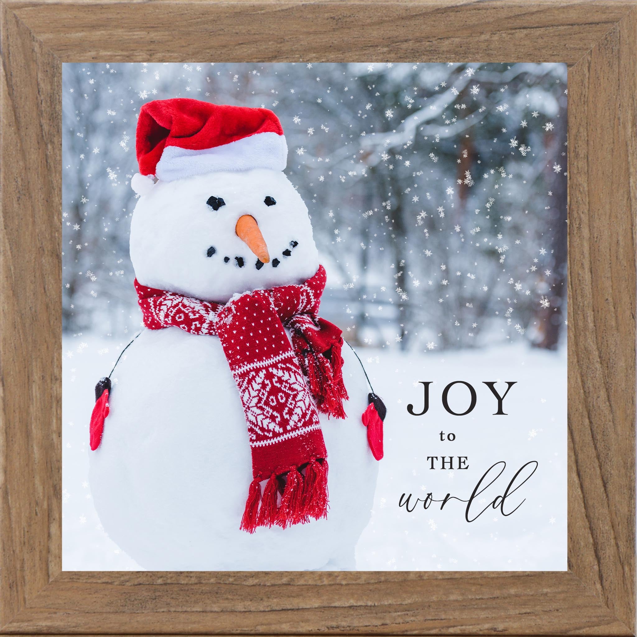 Joy to the World Snowman Wall Art – Classic Winter Snowman Decor with Red Scarf & Santa Hat (SN48) - Summer Snow Art