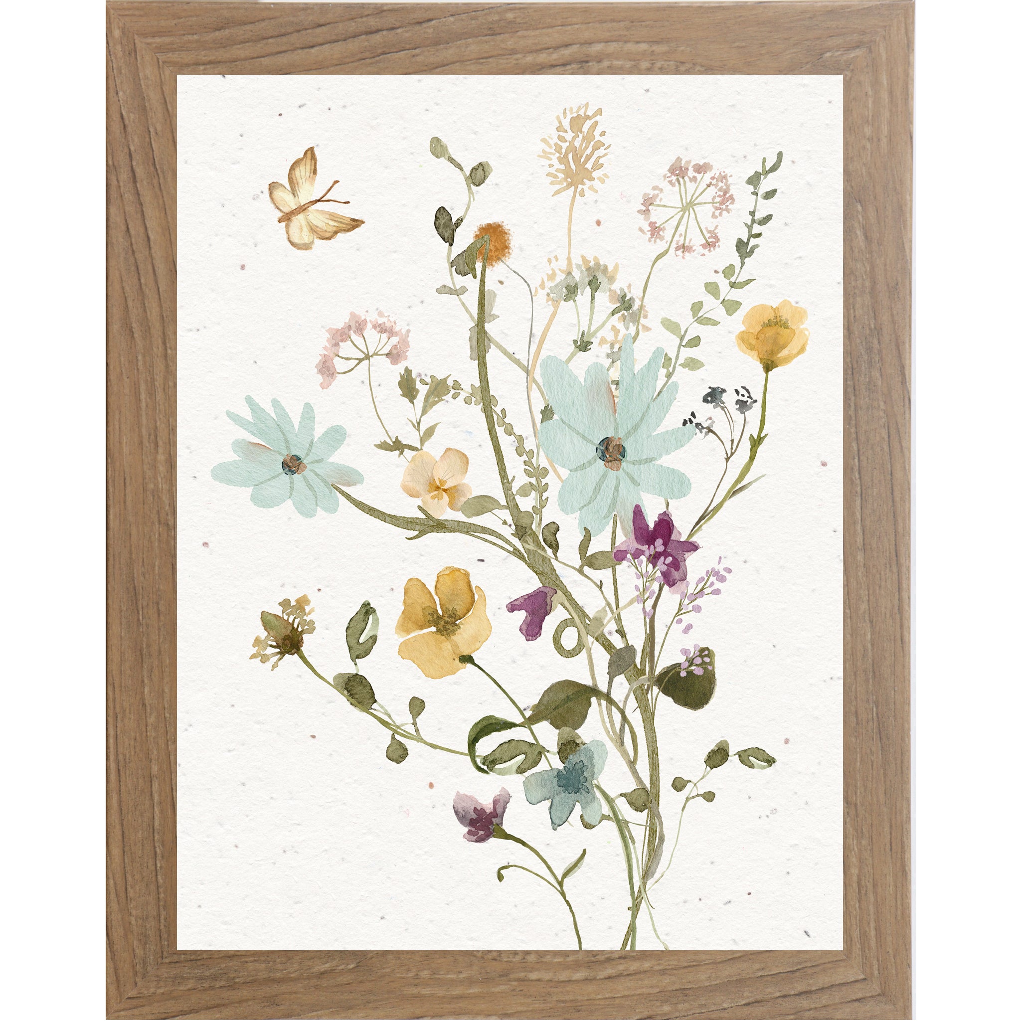 Wildflower Bouquet Wall Art with Butterfly – Soft Floral Botanical Print | SB128 - Summer Snow Art
