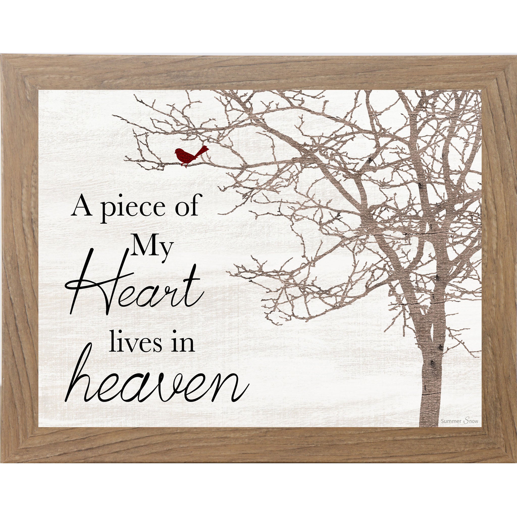 A Piece of My Heart Lives in Heaven – Cardinal Sympathy Framed Wall Art (SSA179)