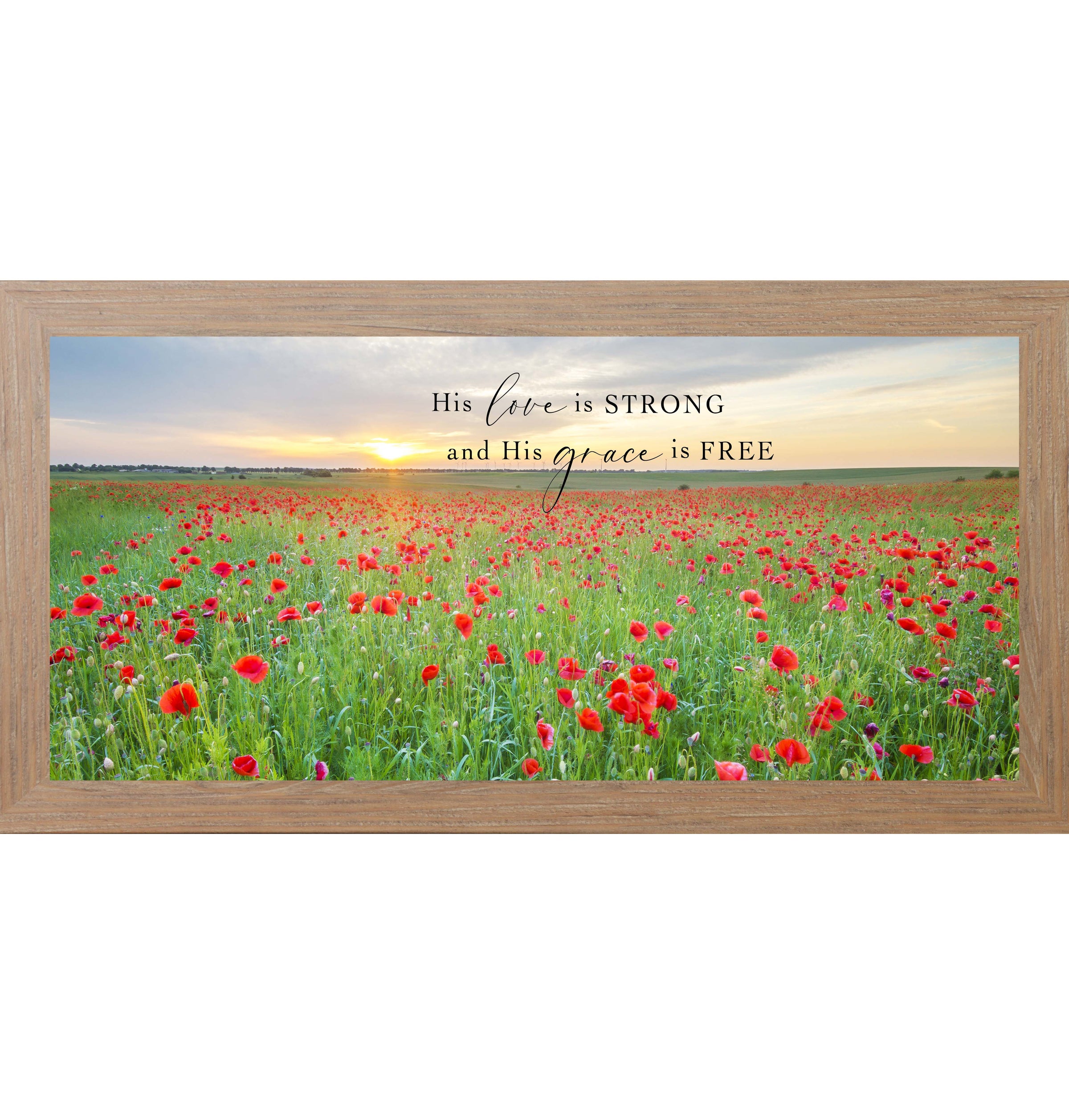 His Love Is Strong and His Grace Is Free – Framed Christian Wall Art NS627