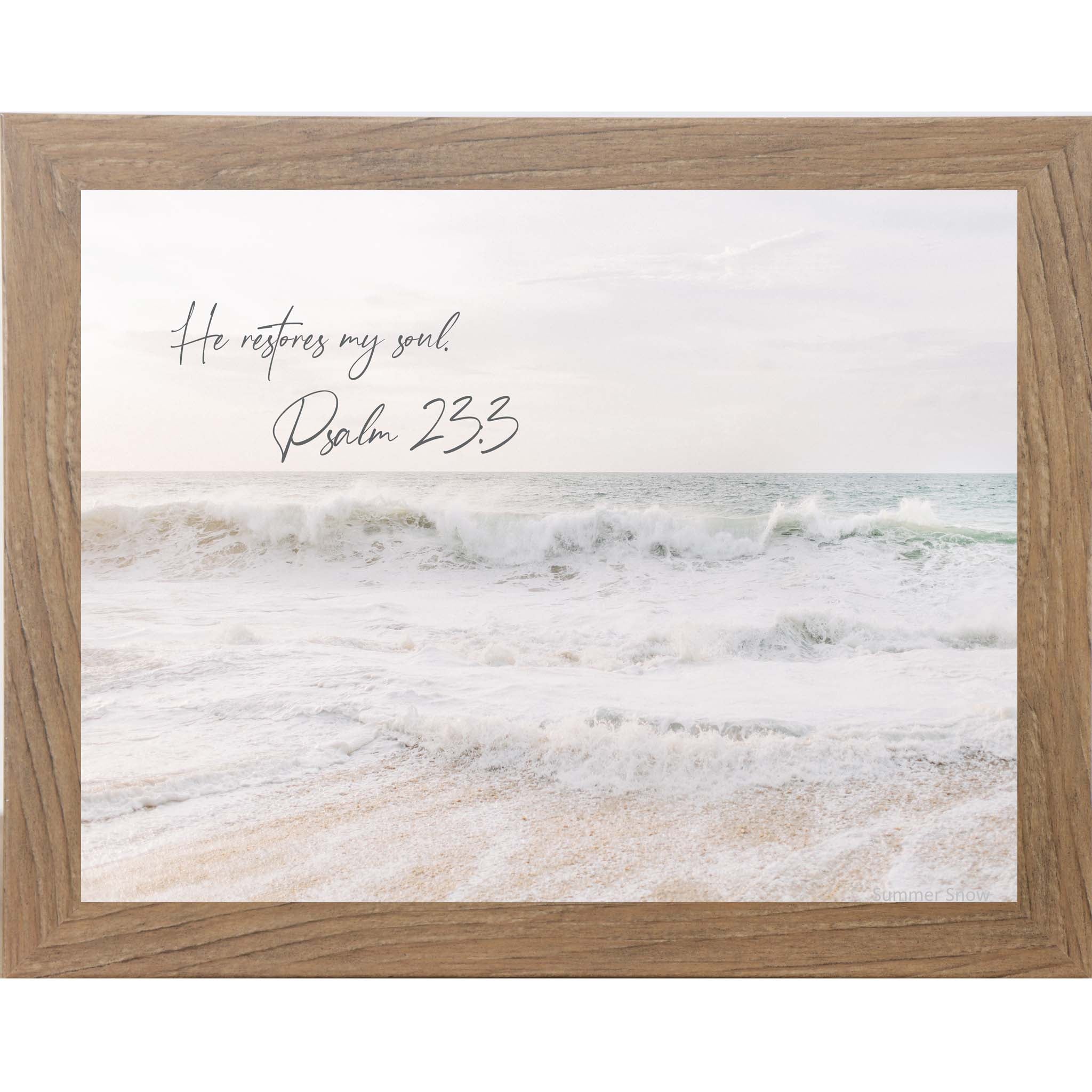 He Restores My Soul – Psalm 23:3 Beach Wall Art, Christian Coastal Decor (SS130)