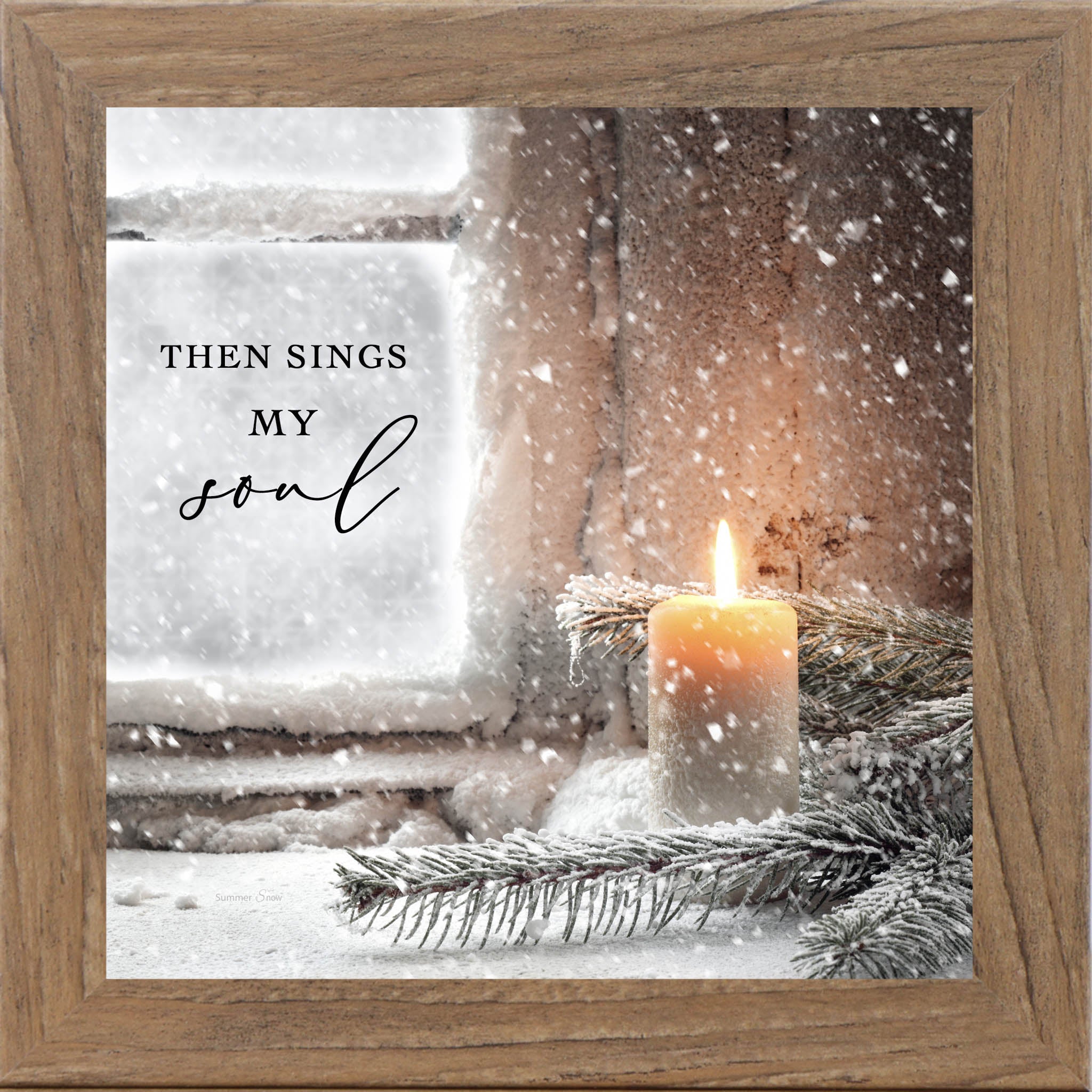 Then Sings My Soul Wall Art – Winter Christian Candle Scene Faith Decor (SA111) - Summer Snow Art
