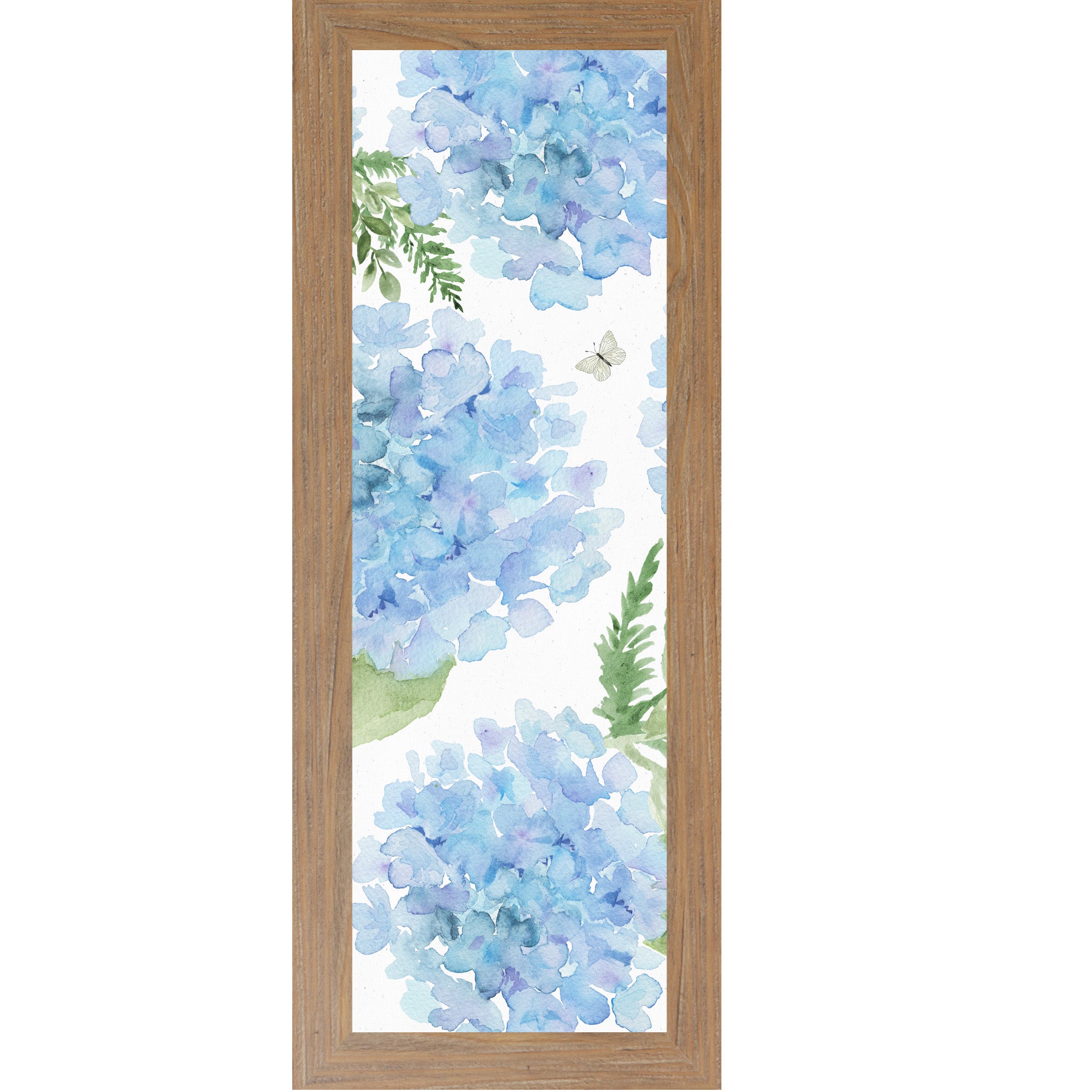 Blue Hydrangea Wall Art (Vertical Floral Decor) Watercolor Botanical (SB914)