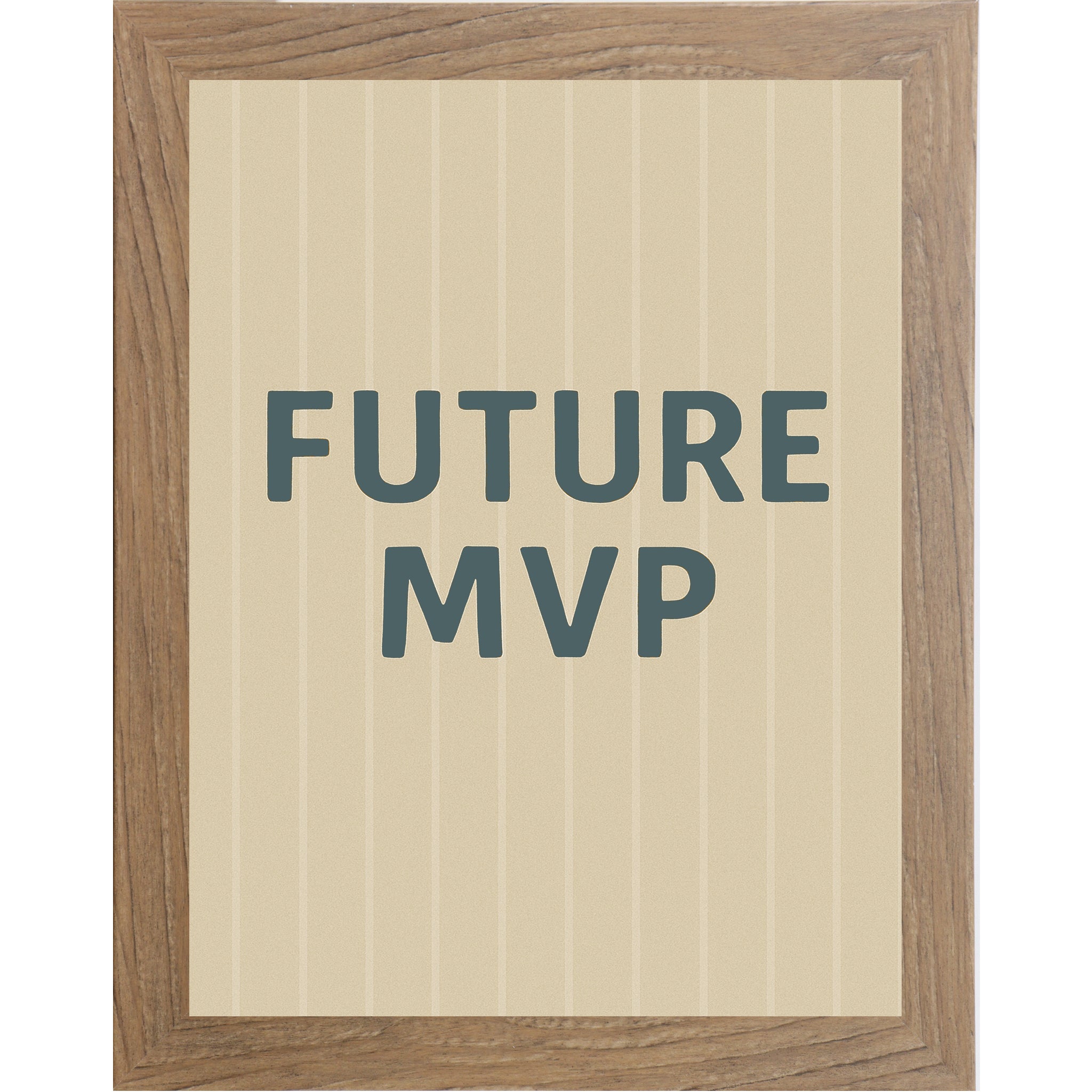 Farmtable frame color Framed sports nursery wall art reading Future MVP on striped baseball inspired background for boys room or sports themed nursery.