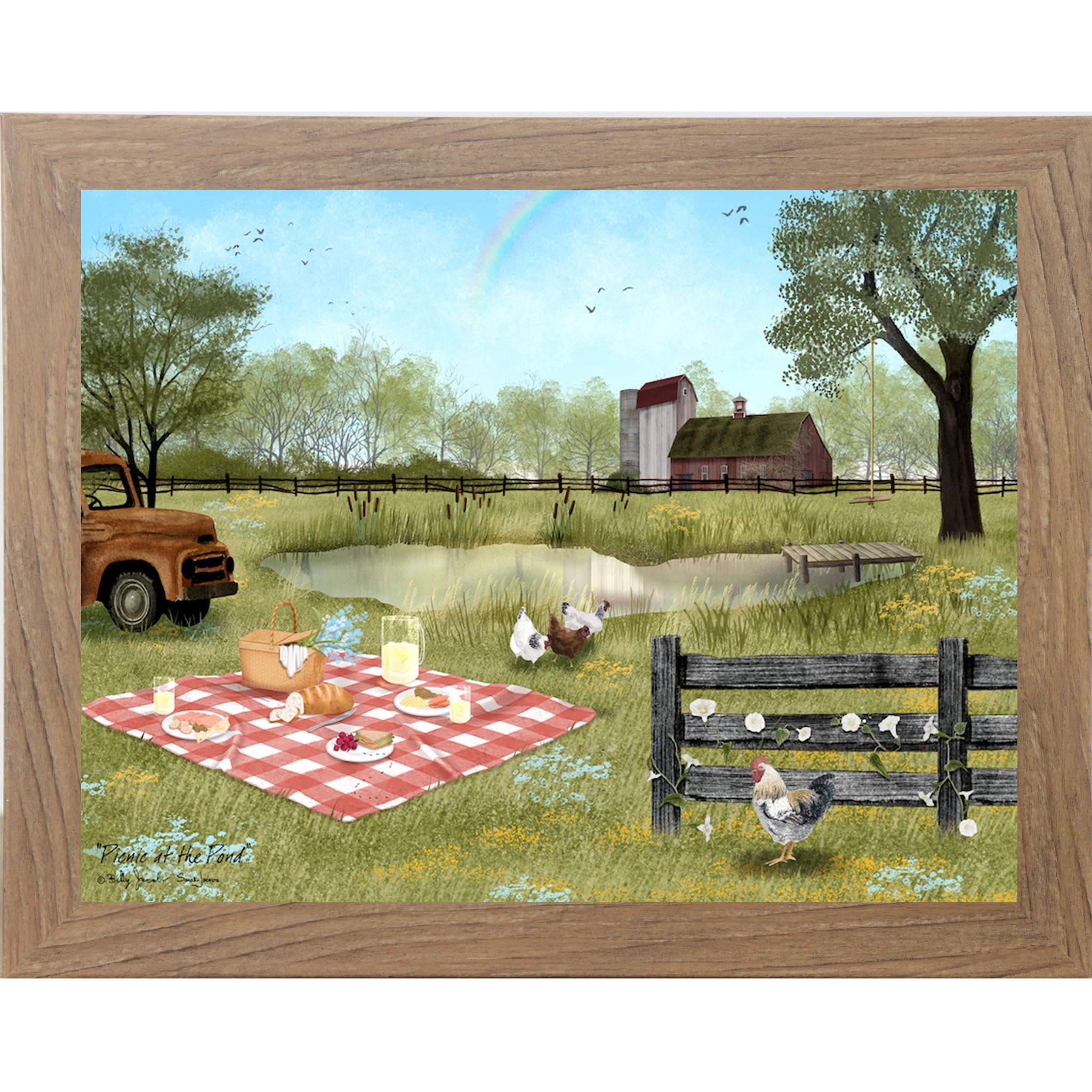 ジャン・デヴィッドソン Jan Devidson 「Picnic」ピクニック Picnic at the Pond – Sarah Jacobs Country Farmhouse Art – Summer