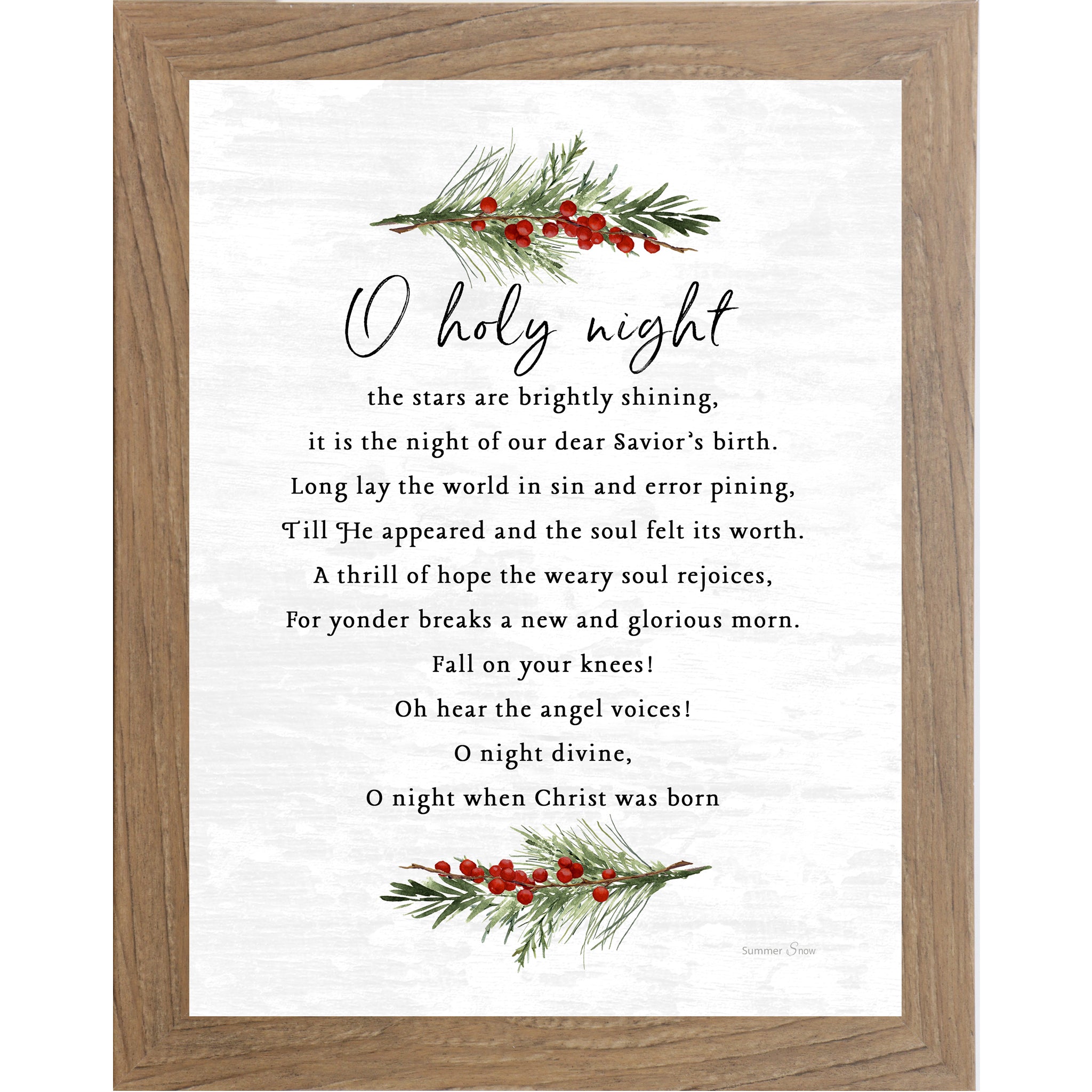 O Holy Night Christmas Hymn Wall Art – O Night Divine Christian Holiday Decor SA338
