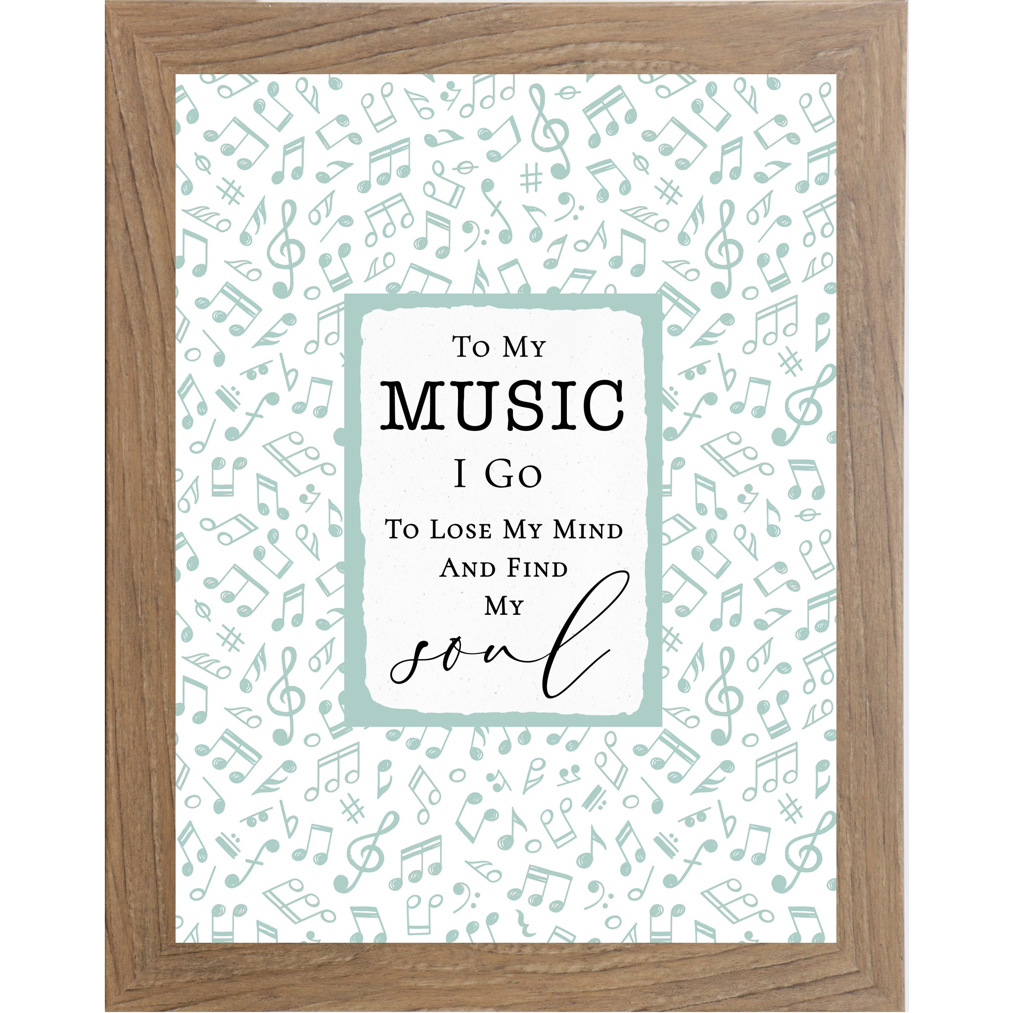 Farmtable color frame music quote wall art framed decor to my music i go to lose my mind and find my soul musical notes background inspirational music room wall decor framed artwork