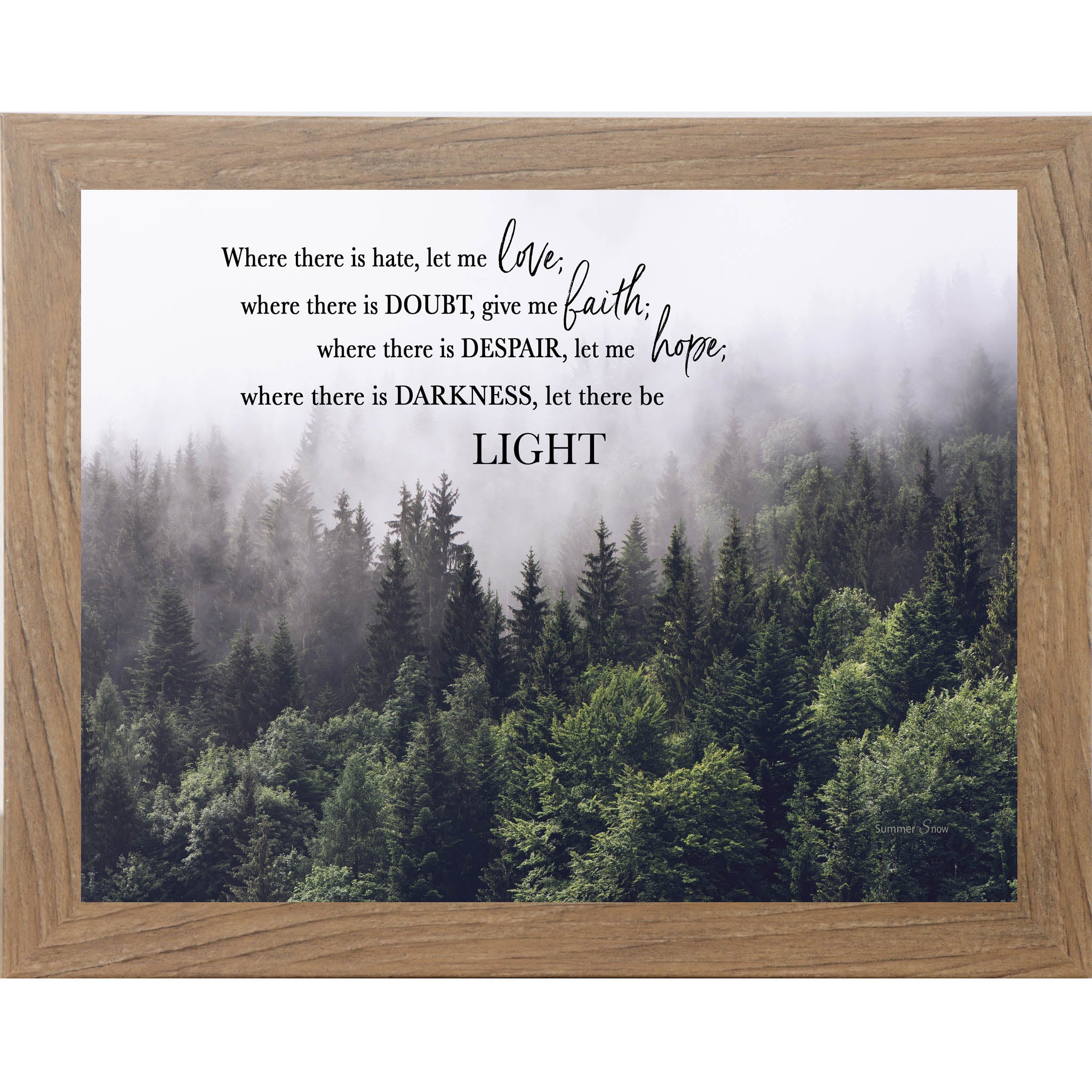 Where There Is Hate Let Me Love – Inspirational Christian Wall Art, Peace & Faith Decor, Framed Woodland Art (SS120)
