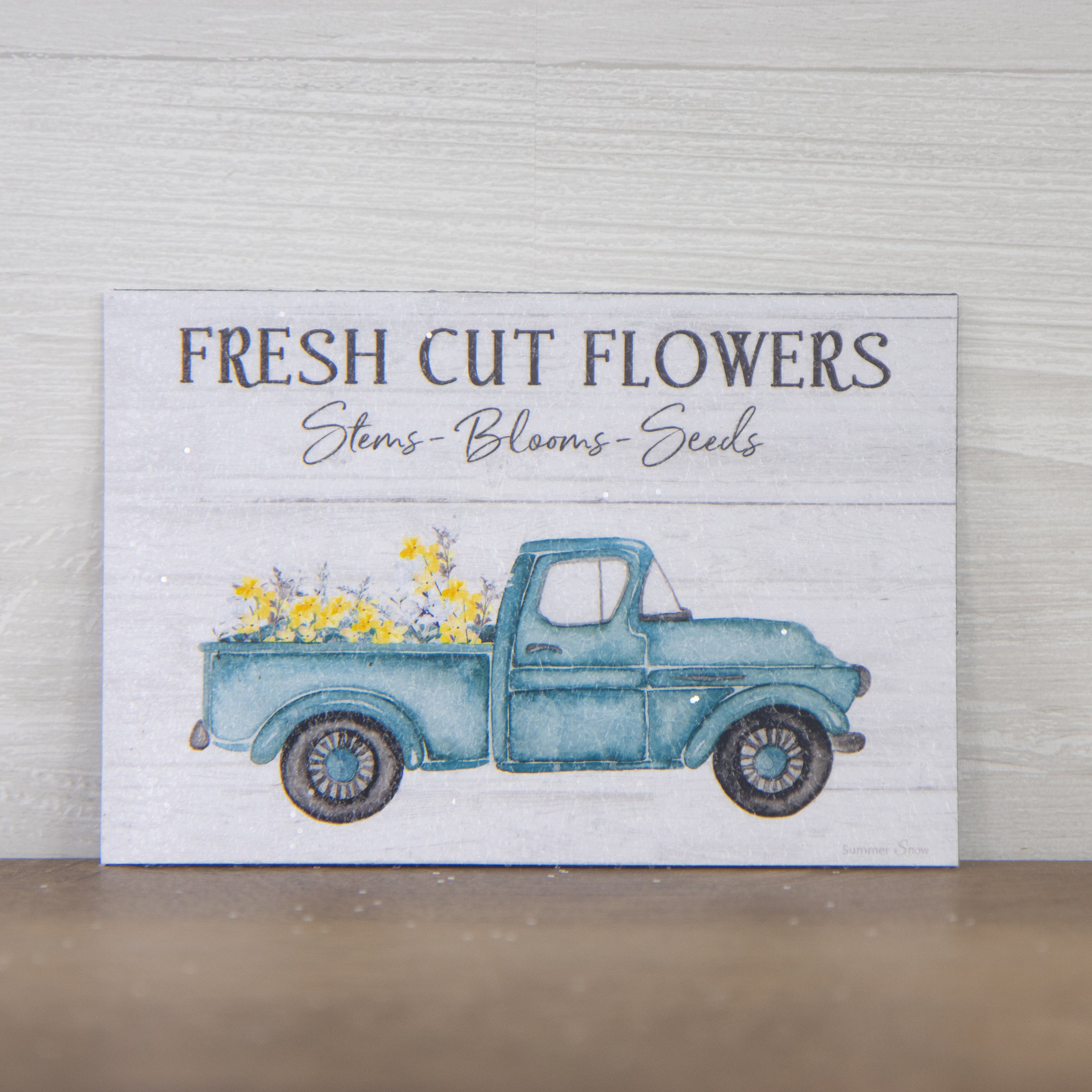 Fresh Cut Flowers Magnet – Blue Truck Floral Decor SS10M