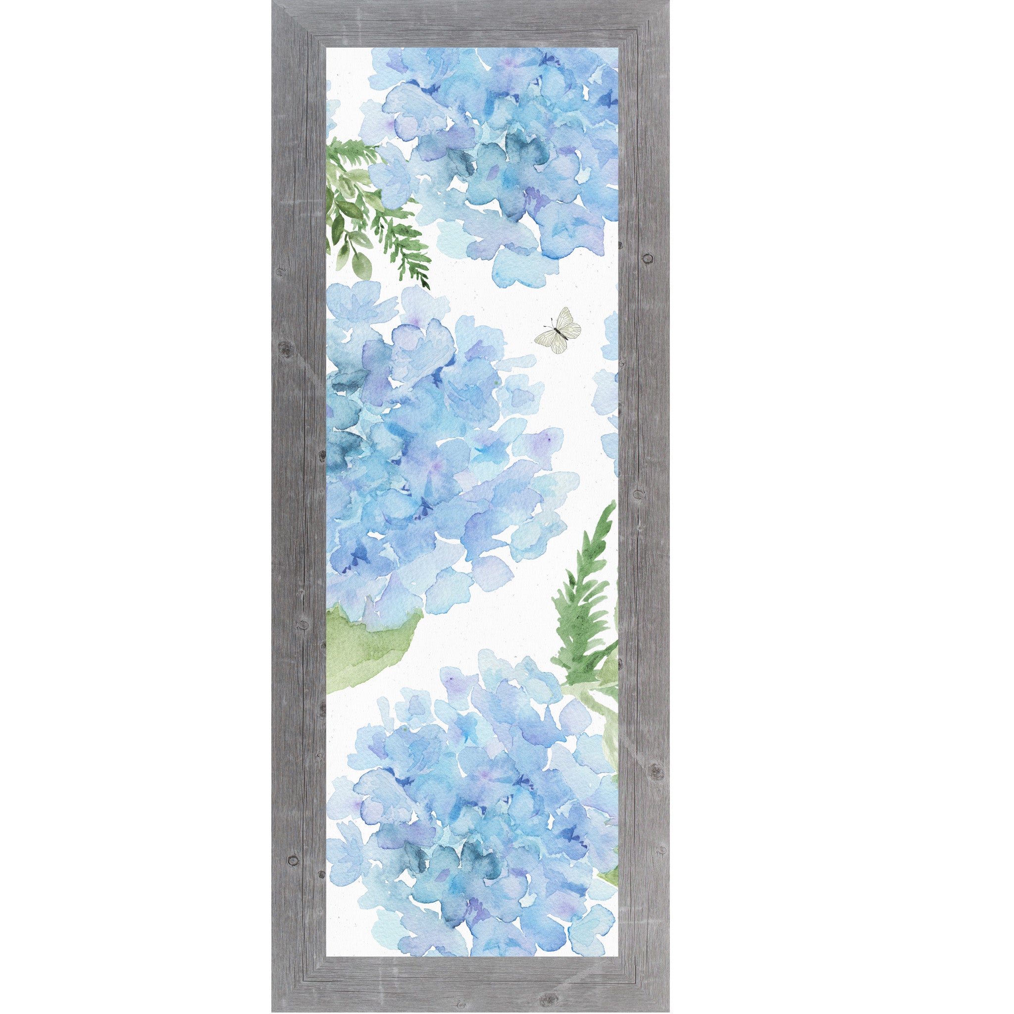 Blue Hydrangea Wall Art (Vertical Floral Decor) Watercolor Botanical (SB914)