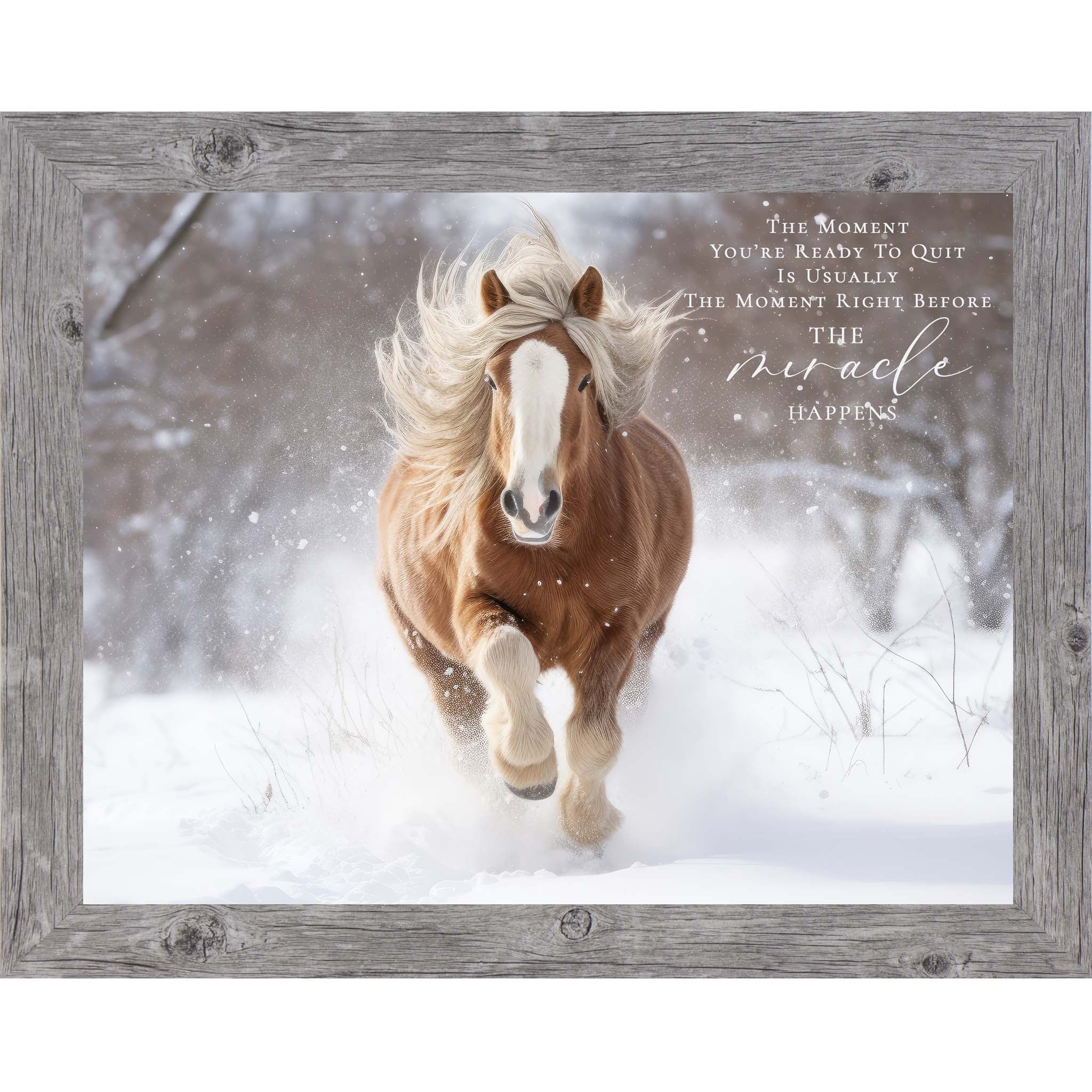 The Moment You’re Ready To Quit – Inspirational Winter Horse Art by Summer Snow (SB160)