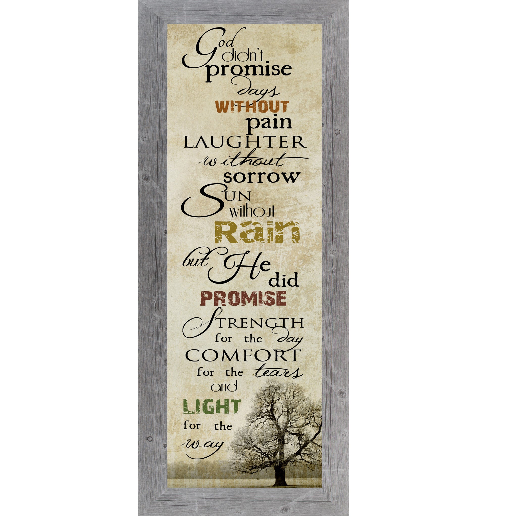 God Didn’t Promise – Inspirational Christian Framed Wall Art | Faith & Strength Quote (SS5201)