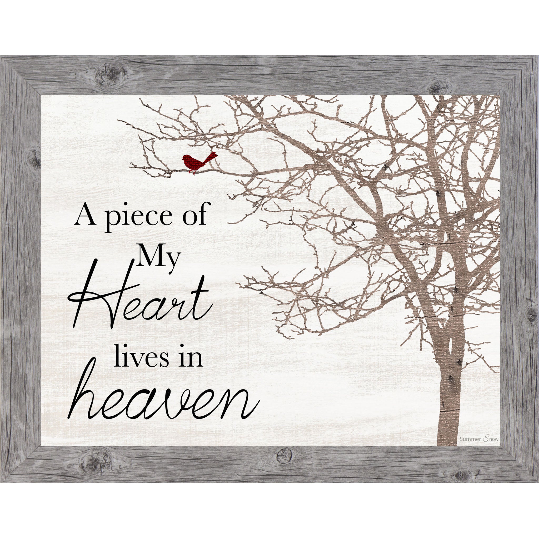 A Piece of My Heart Lives in Heaven – Cardinal Sympathy Framed Wall Art (SSA179)