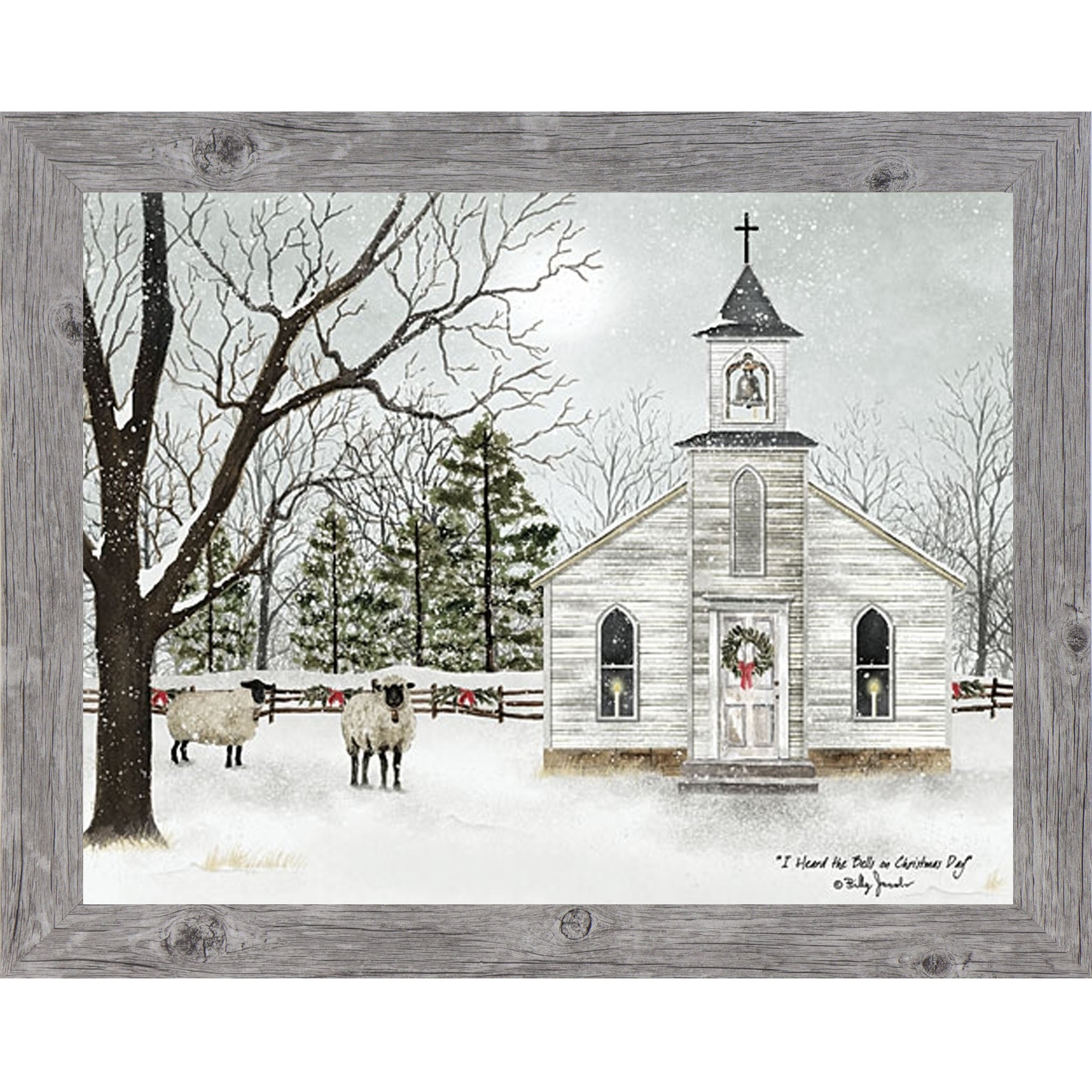 I Heard the Bells on Christmas Day – Christmas Church Framed Wall Art by Billy Jacobs (BJ1098) - Summer Snow Art