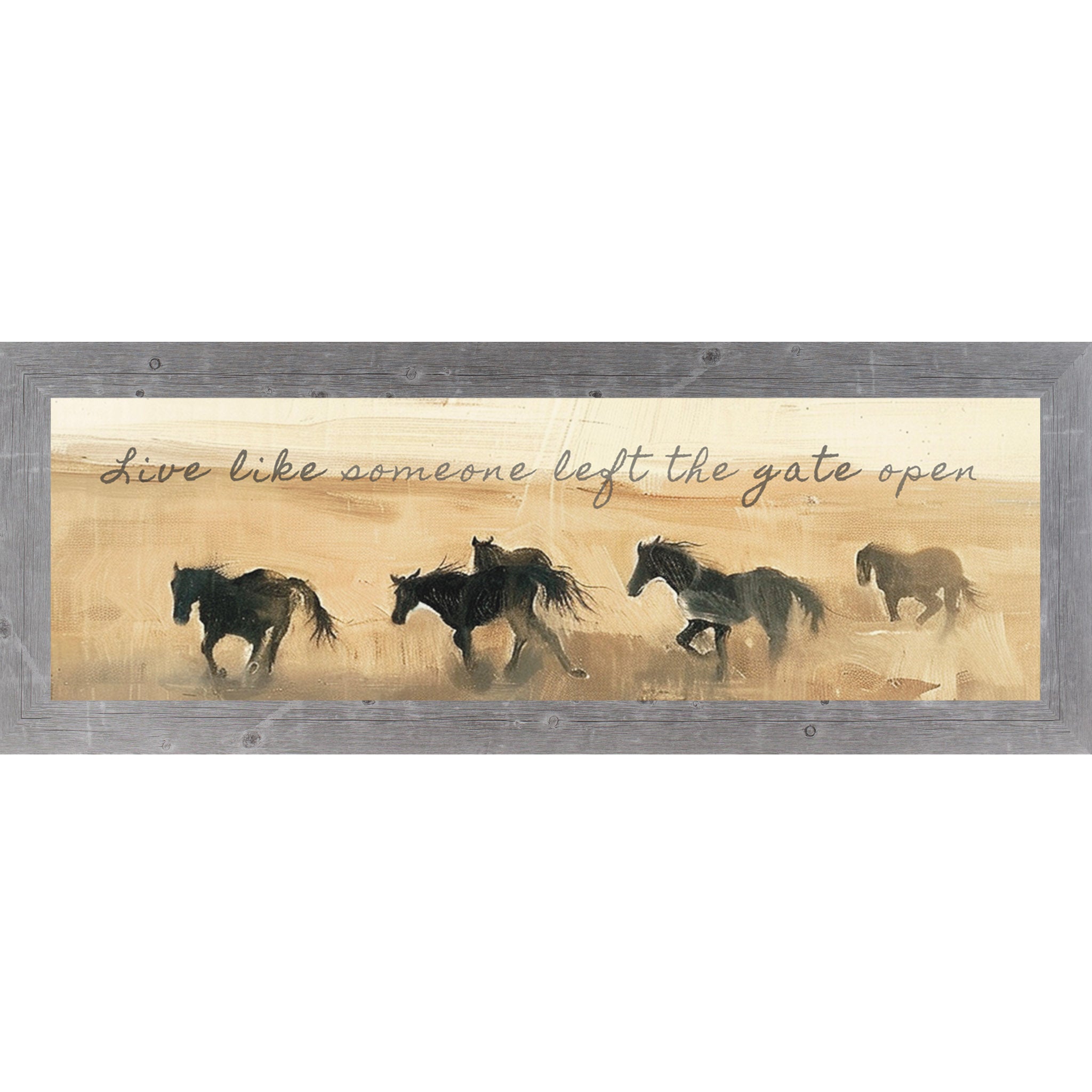Live Like Someone Left The Gate Open – Wide Framed Horse Wall Art, Western Farm Decor (ZS102)