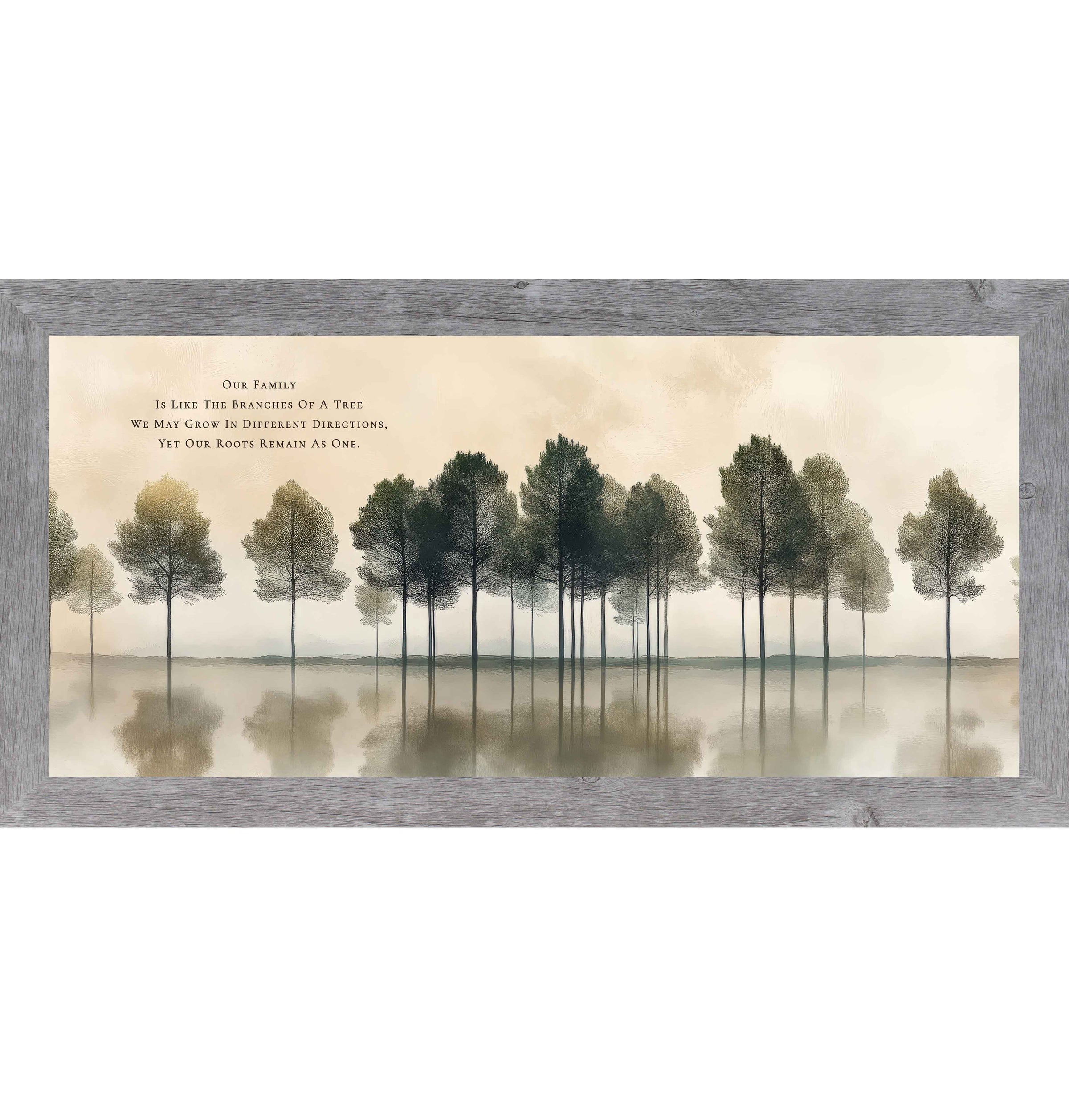 Our Family Is Like the Branches of a Tree Wall Art – Neutral Tree Reflection Family Quote (SB739)