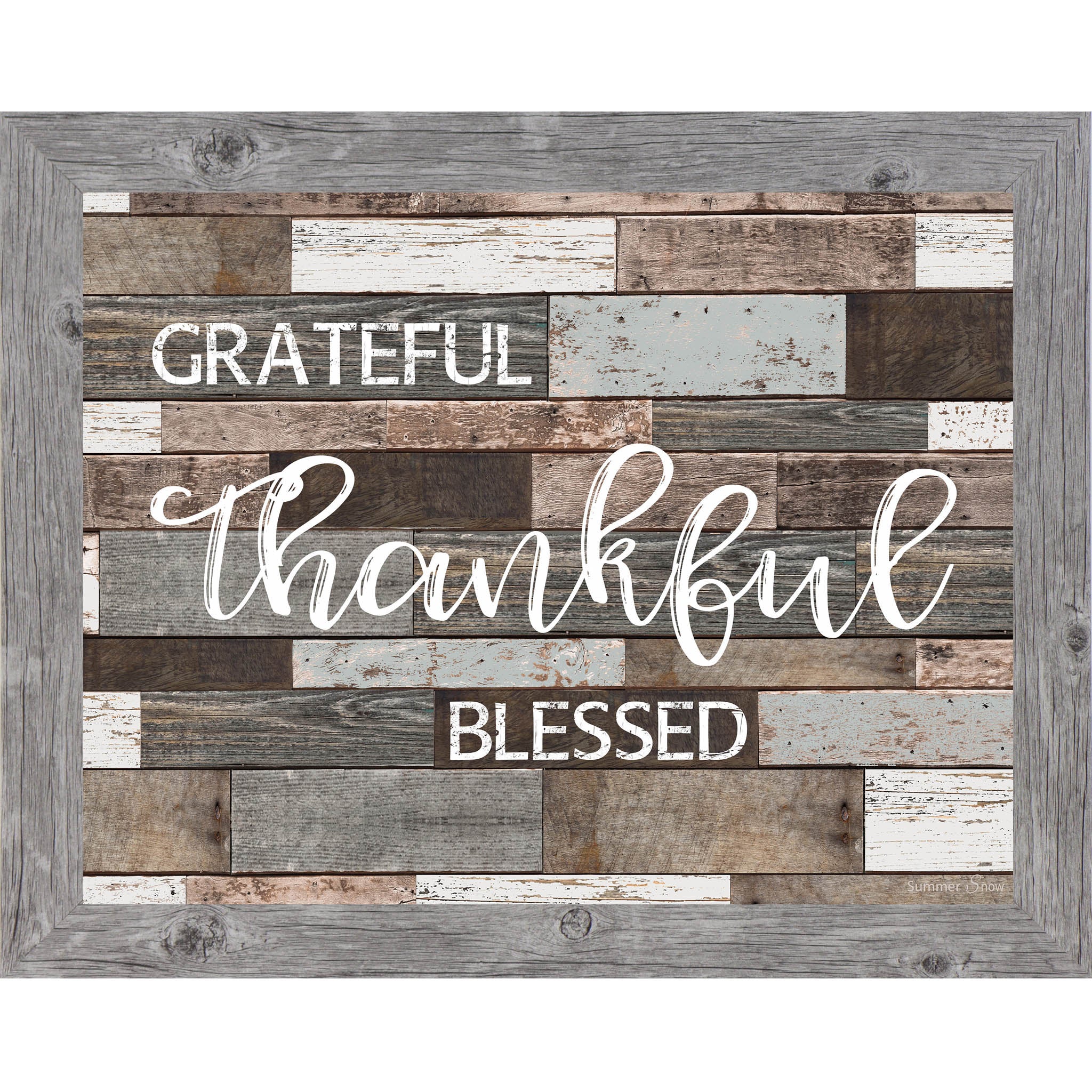 Grateful Thankful Blessed – Slatted Wood Inspirational Framed Wall Art (SSA000)