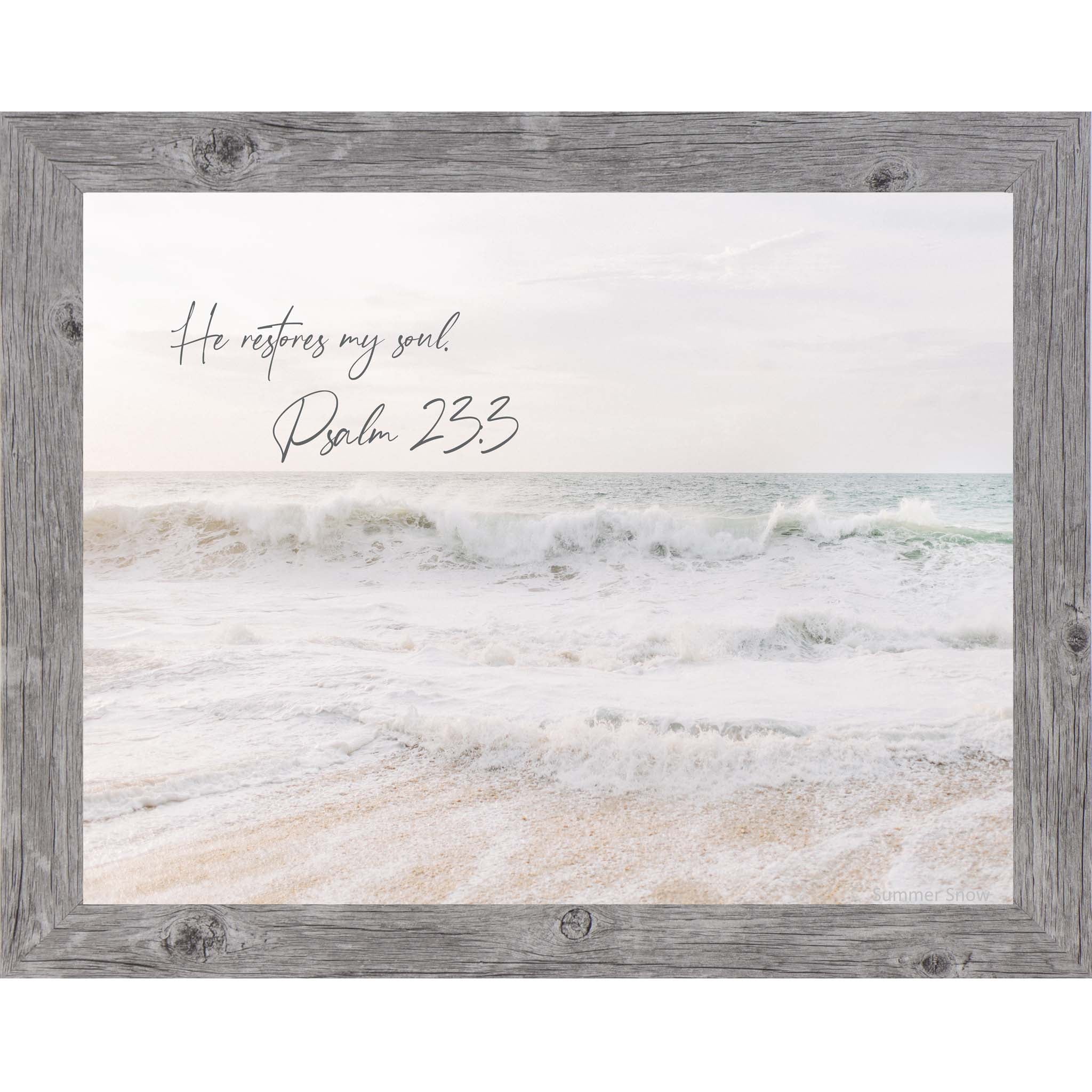He Restores My Soul – Psalm 23:3 Beach Wall Art, Christian Coastal Decor (SS130)