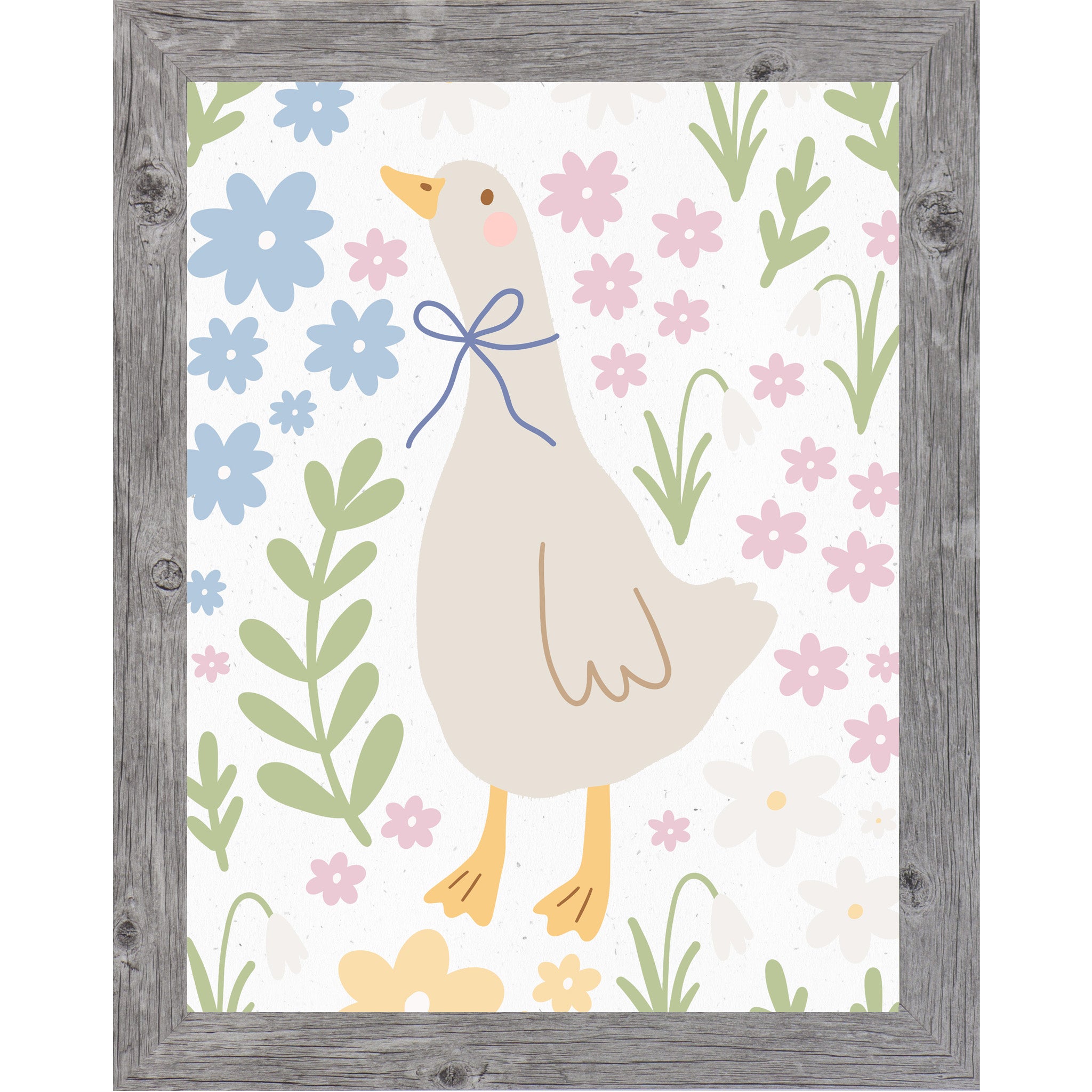 Whimsical Duck Floral Wall Art – Pastel Spring Framed Art for Nursery & Everyday Home Decor (SB121)