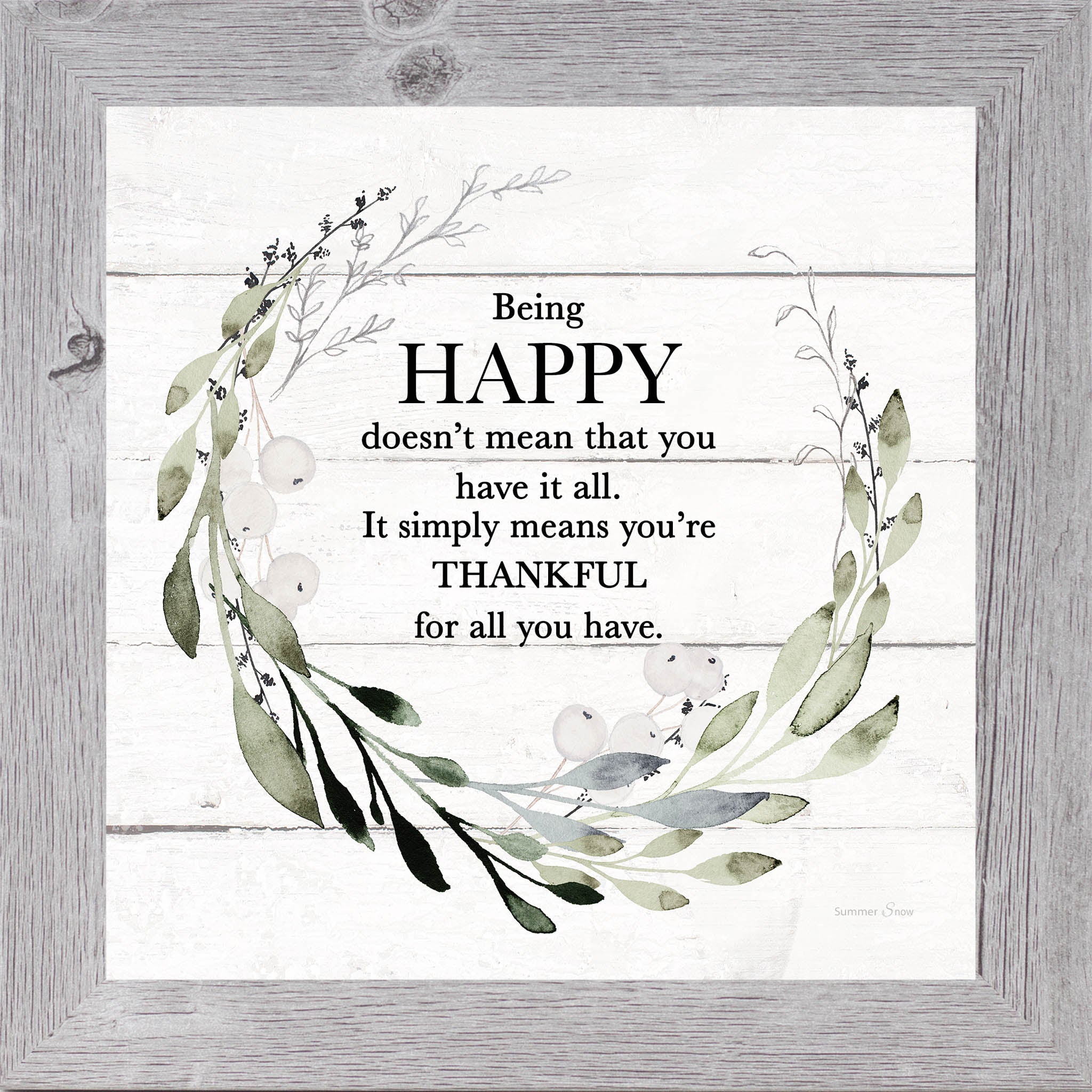Being Happy – Inspirational Framed Wall Art | Grateful Everyday Home Decor (SS868)