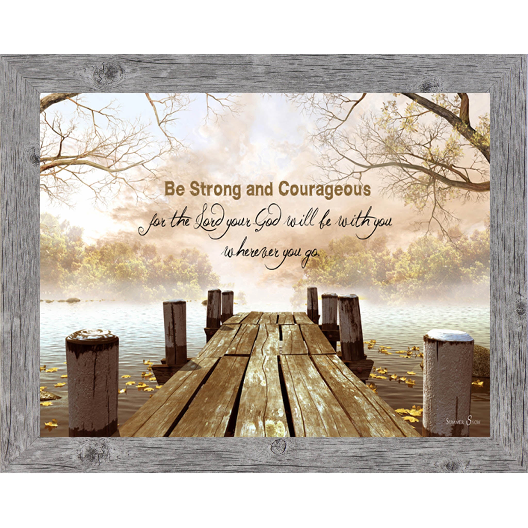 Be Strong and Courageous – Scripture Framed Wall Art | Joshua 1:9 Christian Home Decor (SS9927)