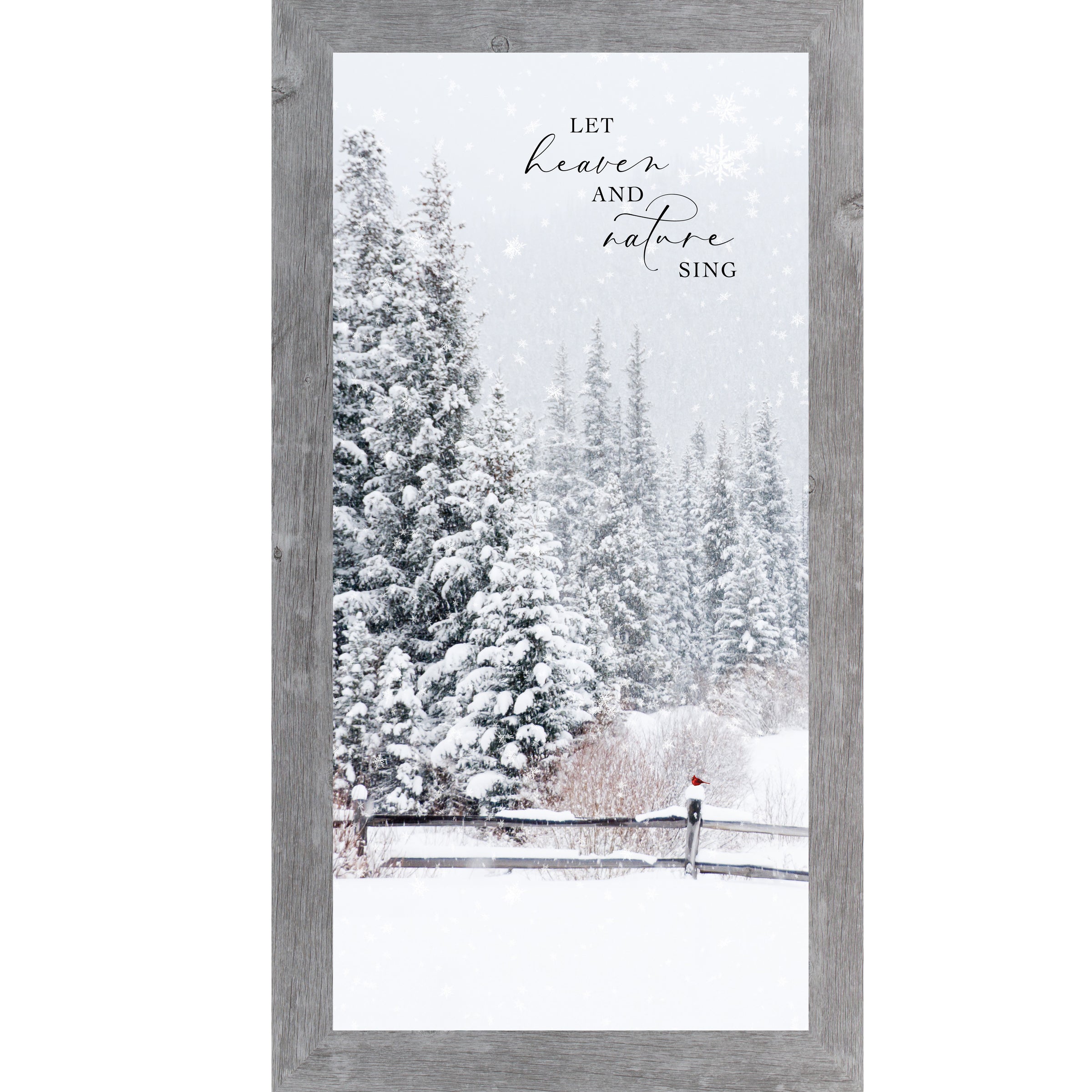 Let Heaven and Nature Sing – Framed Winter Wall Art with Cardinal & Snow Scene (SN730)